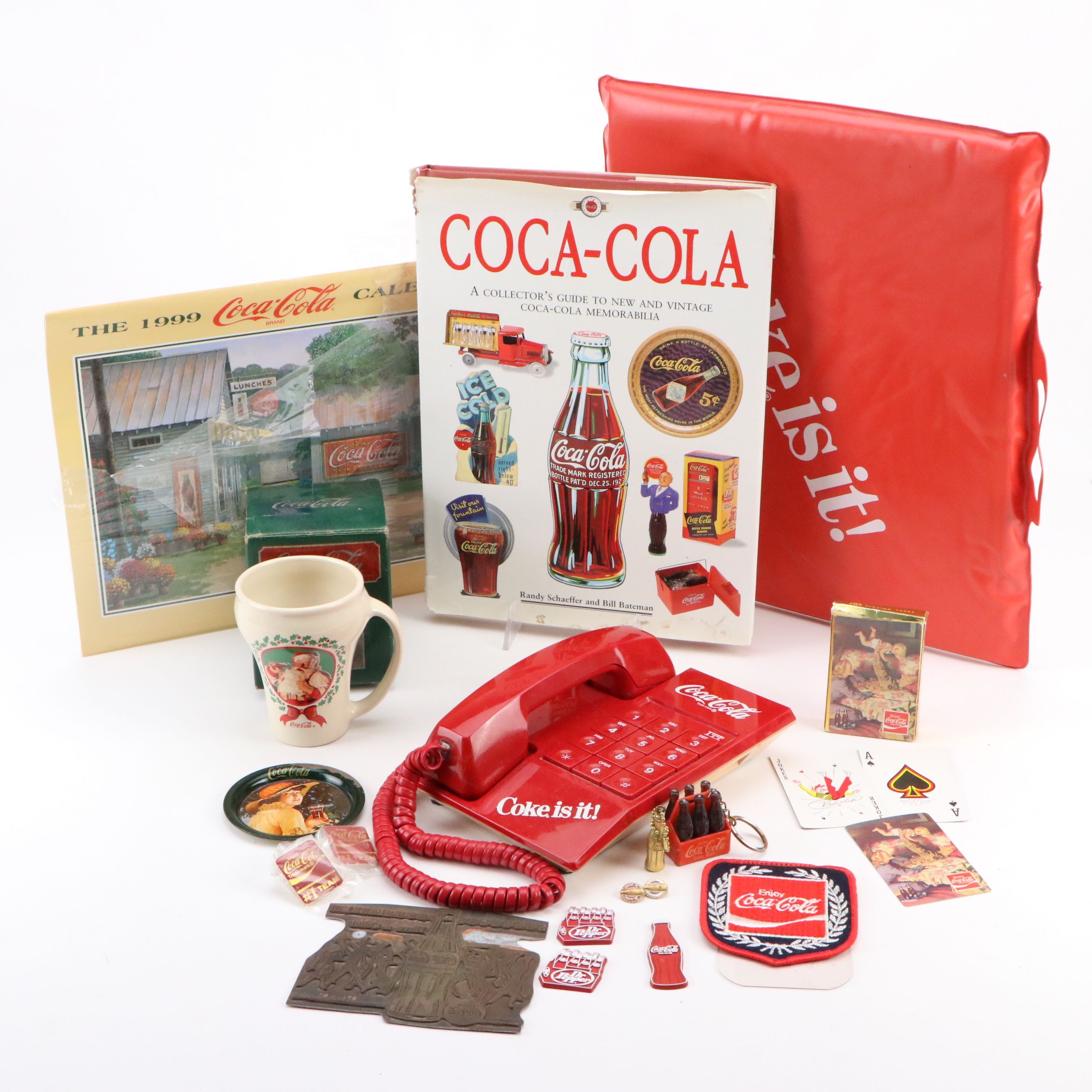 Coca-Cola Advertising Telephone, Book, Seat Cushion and More Memorabilia