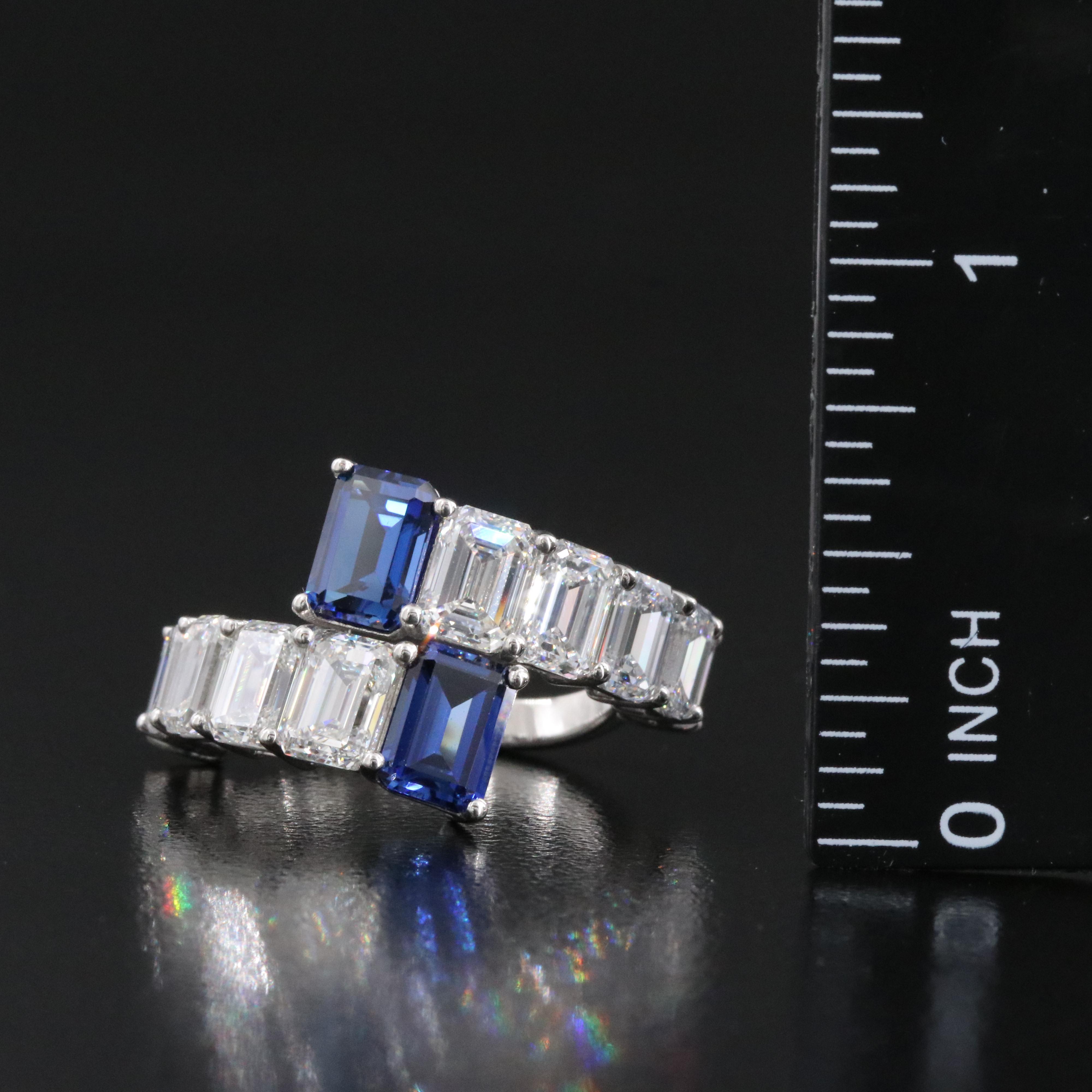 Platinum 2.44 CTW Sapphire and 5.25 CTW Lab Grown Diamond Ring