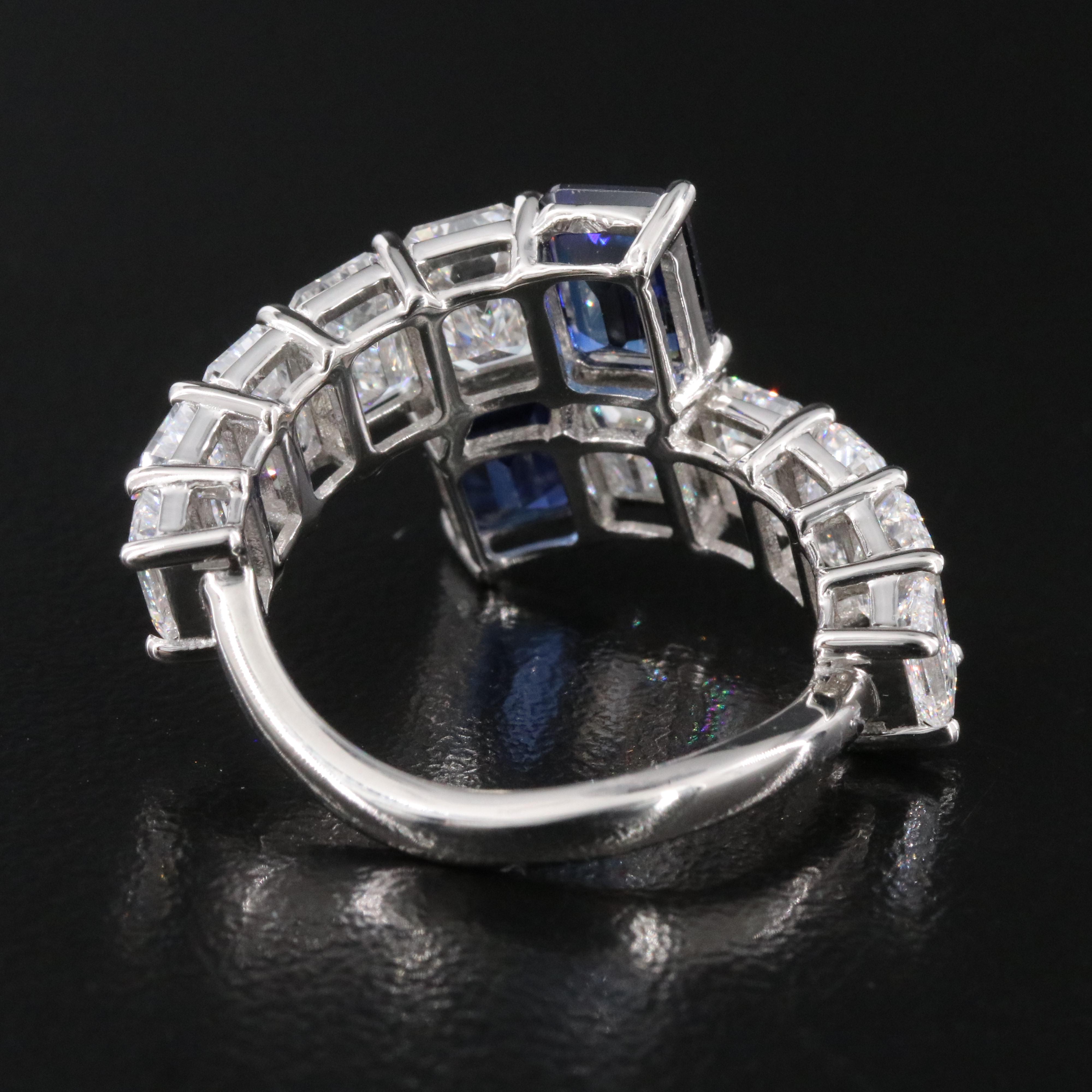 Platinum 2.44 CTW Sapphire and 5.25 CTW Lab Grown Diamond Ring