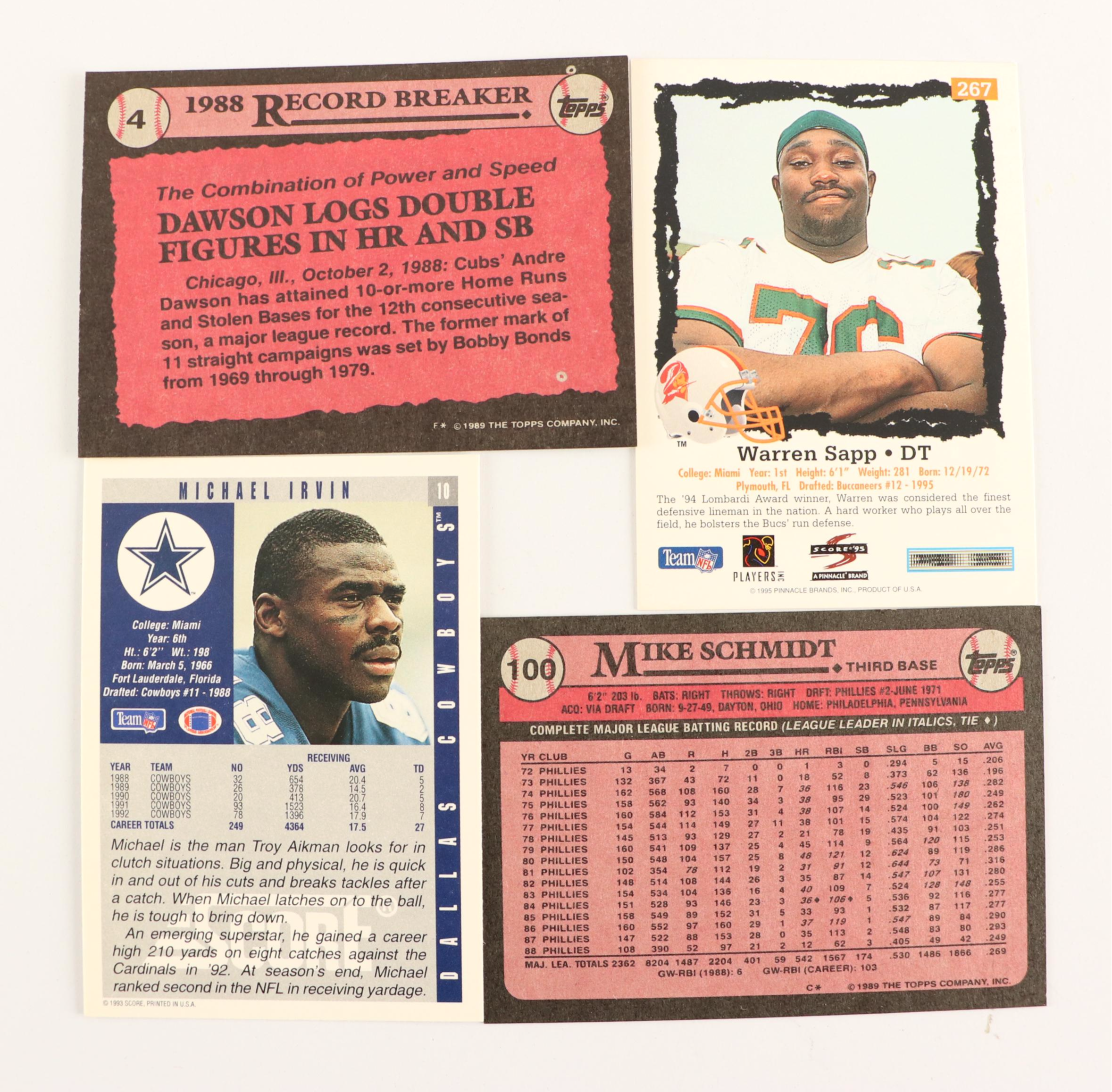 Fleer with Other Sports Cards Featuring Michael Irvin, Andre Dawson, and More