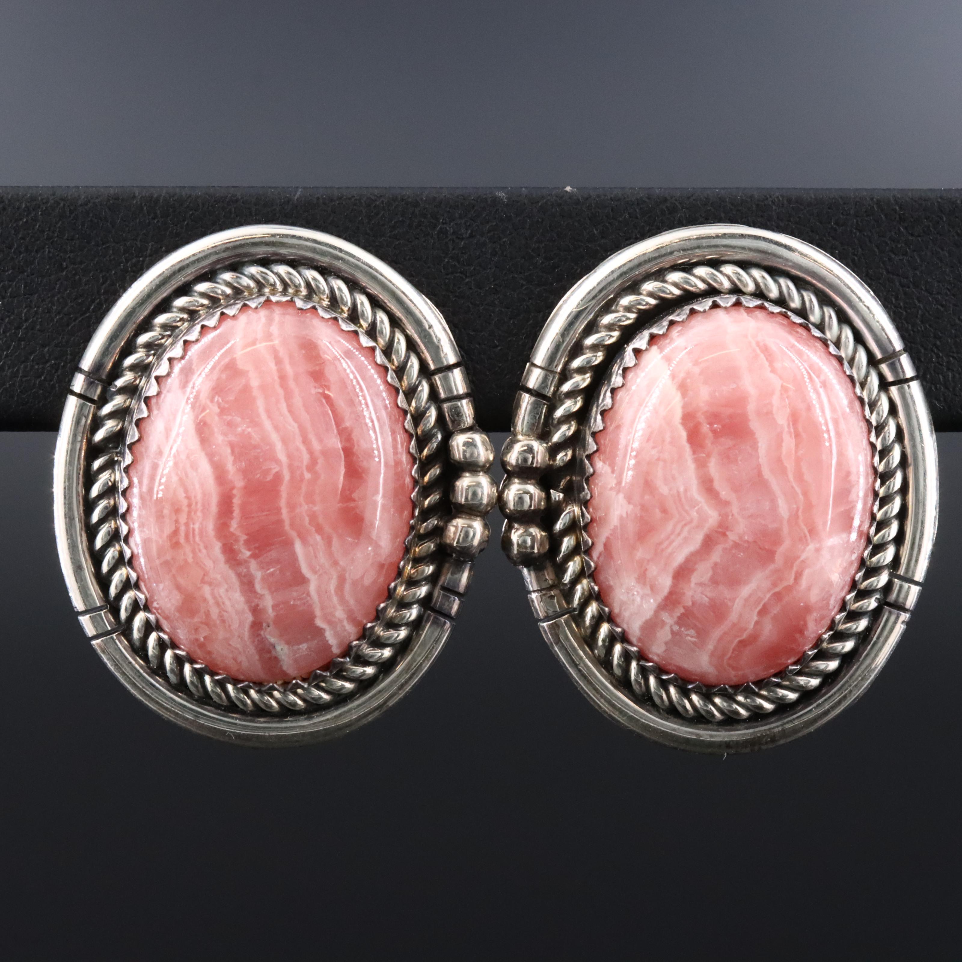 Southwestern Sterling Rhodochrosite Earrings