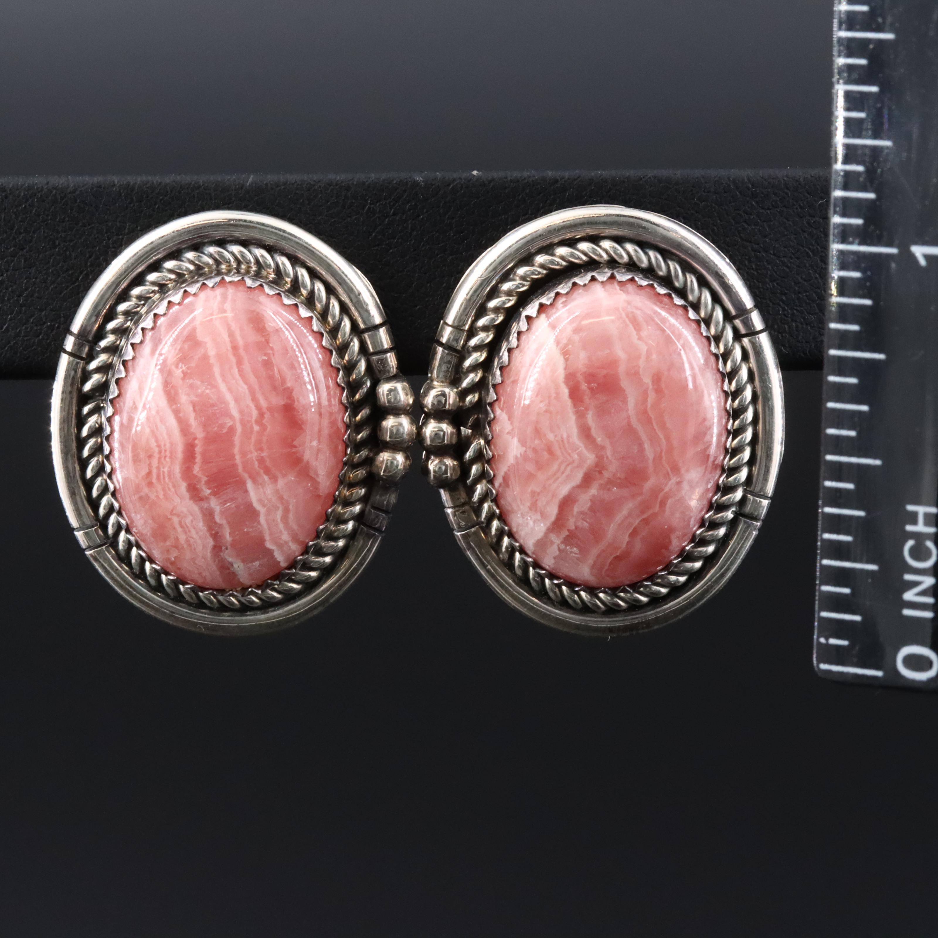 Southwestern Sterling Rhodochrosite Earrings