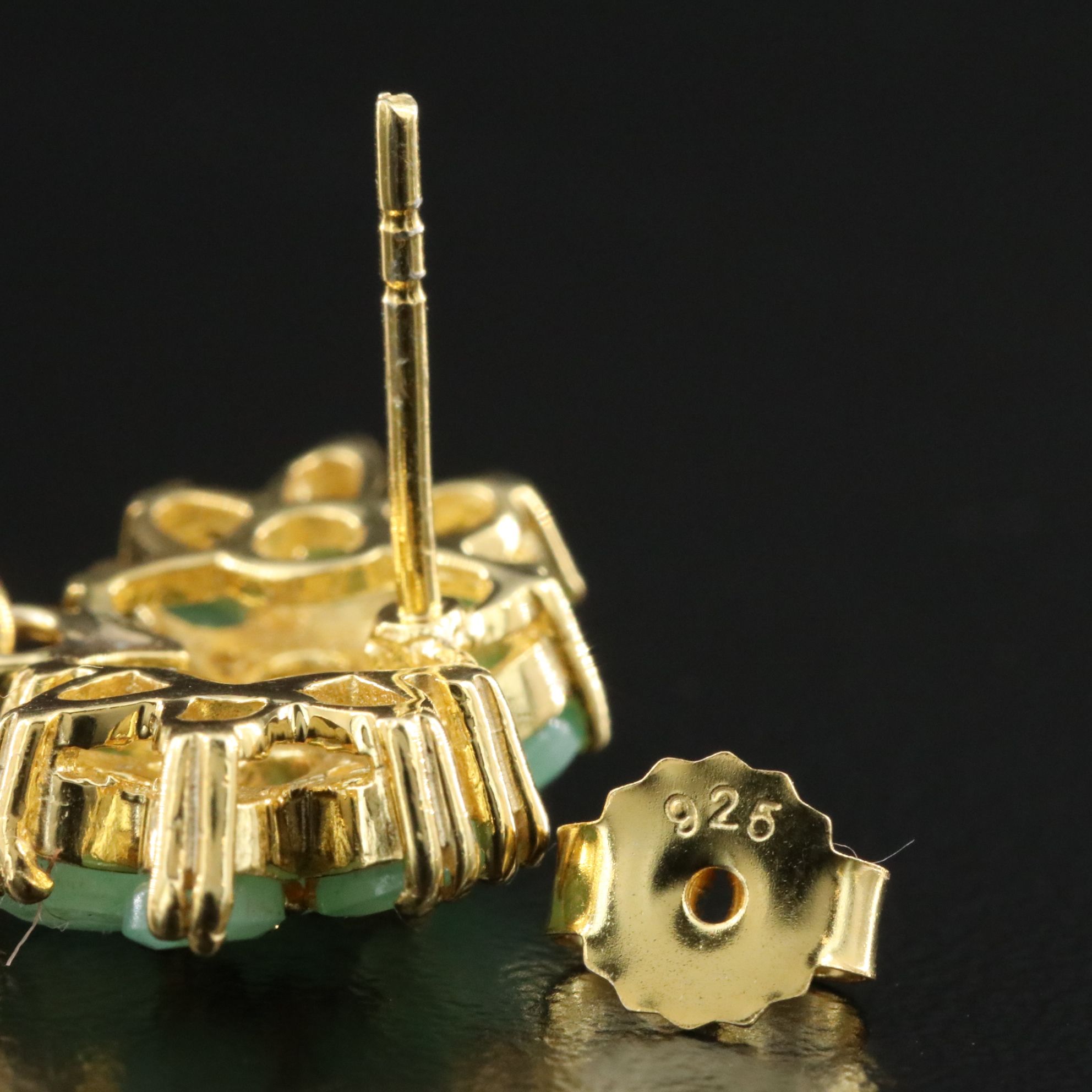 Sterling Emerald and Pearl Drop Earrings