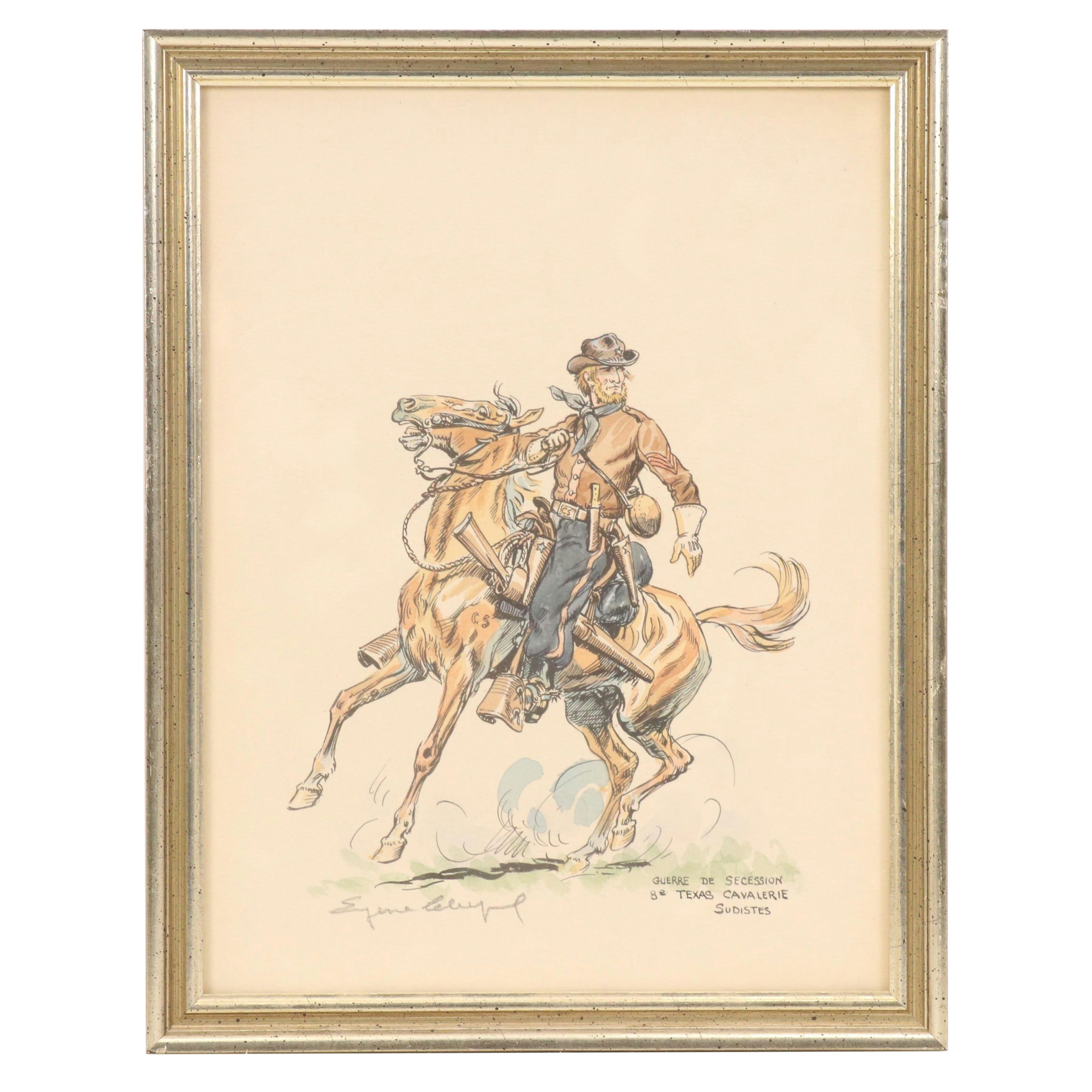 Eugene Leliepvre Lithograph "Guerre de Secession"