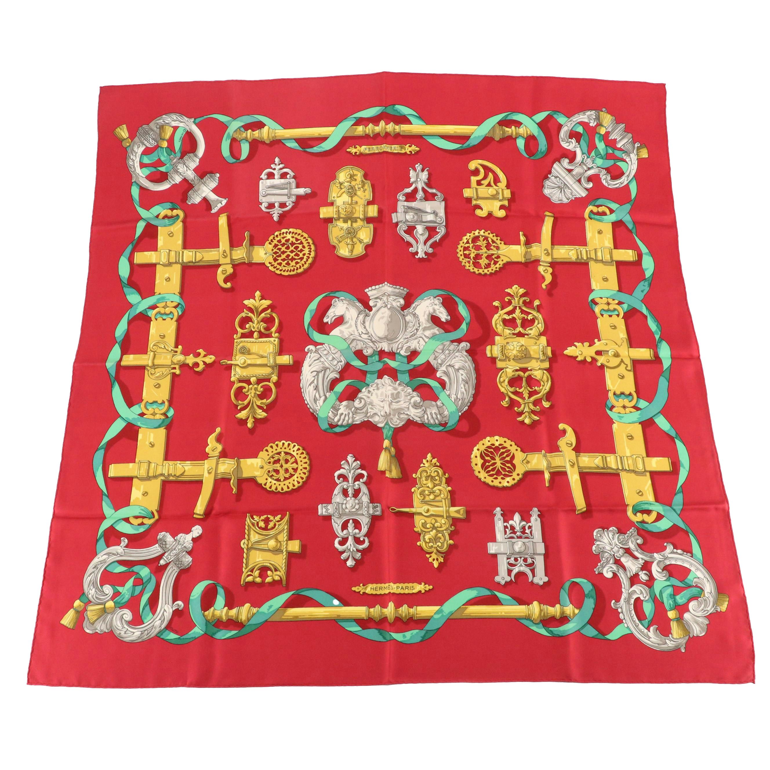Hermès "Ferronnerie" Scarf 90 in Silk Twill