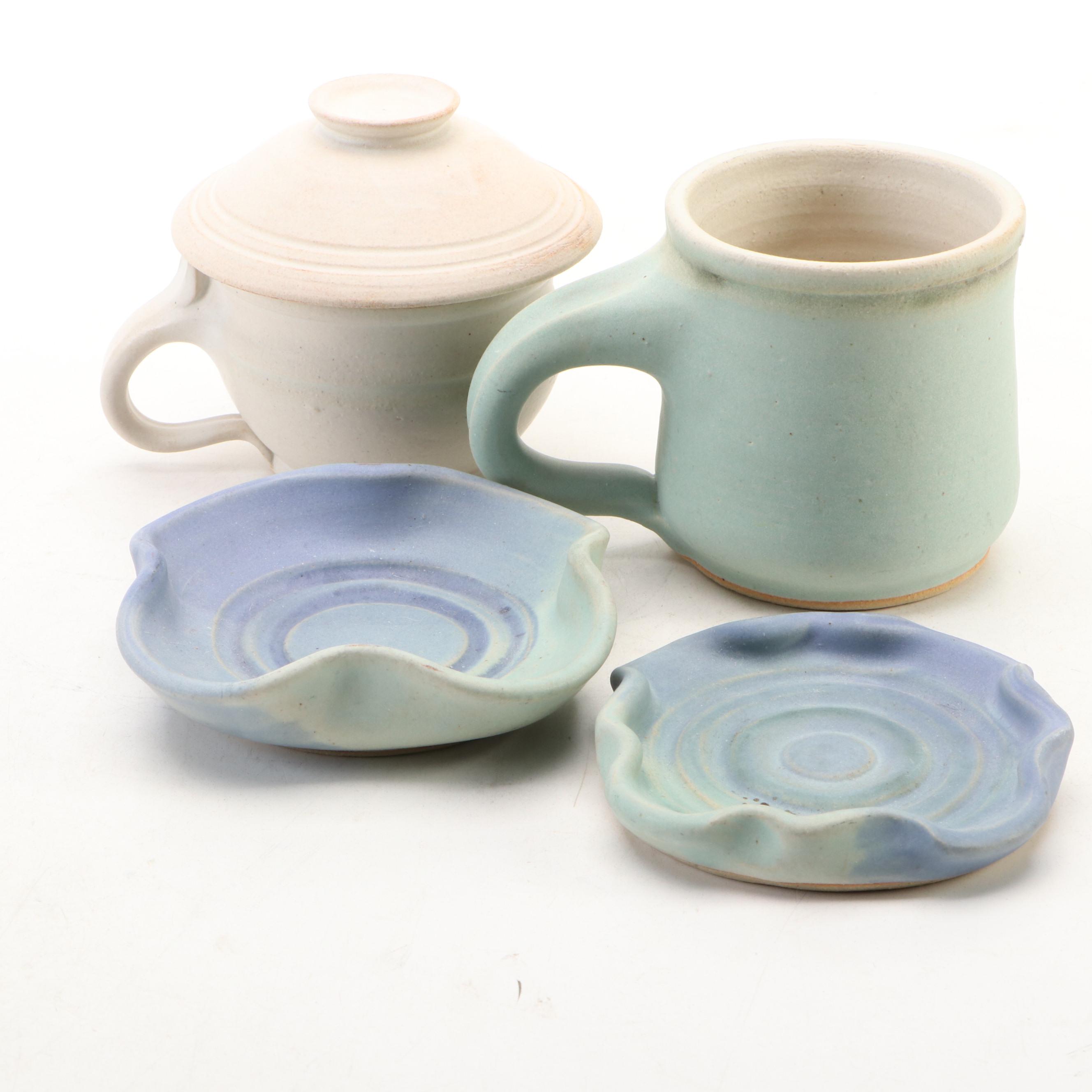 Dick Overman Stoneware Cups and Saucers