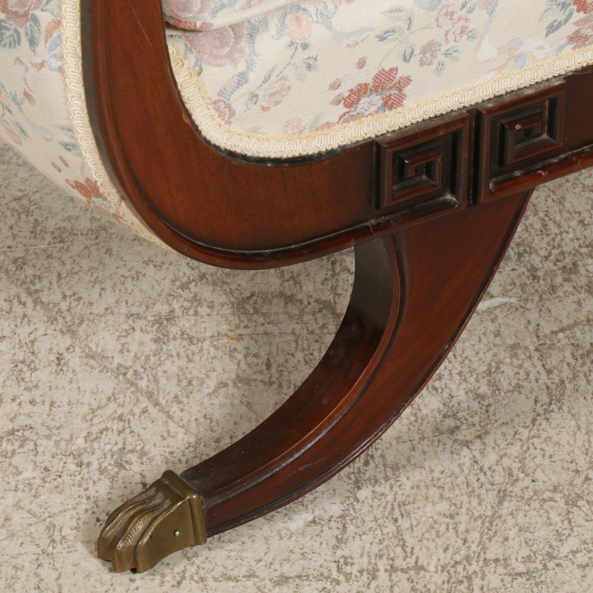 Duncan Phyfe Style Mahogany Framed Sofa