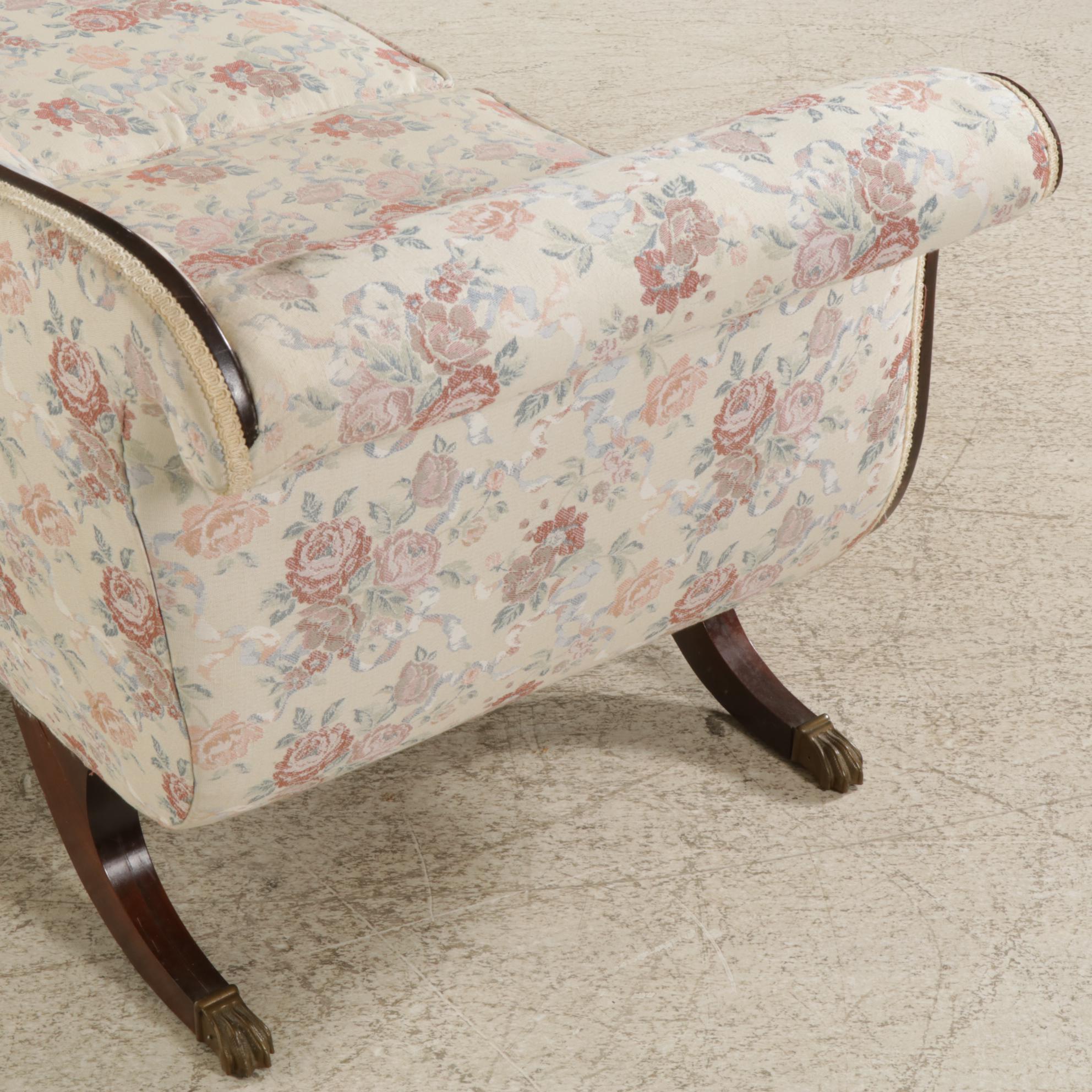 Duncan Phyfe Style Mahogany Framed Sofa