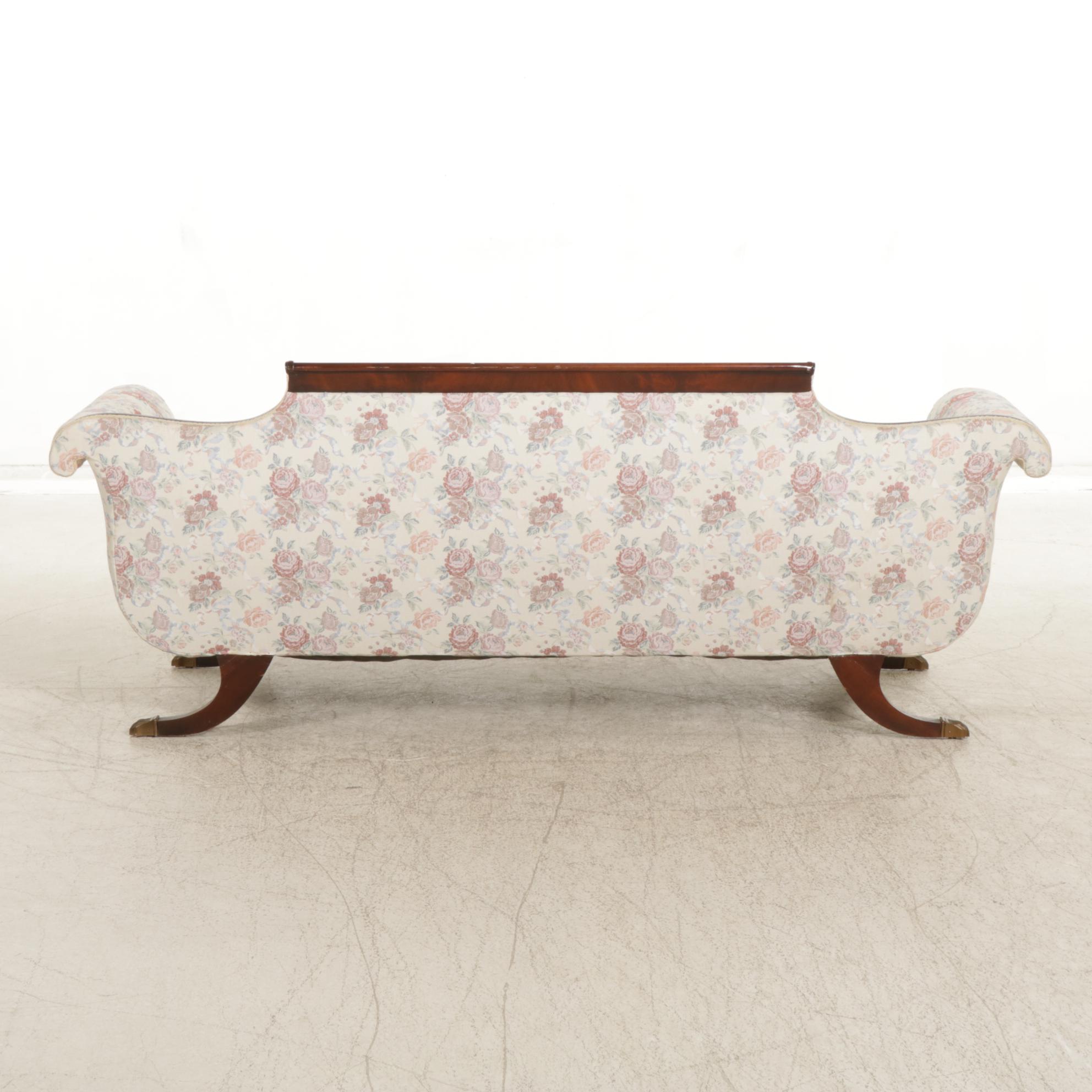 Duncan Phyfe Style Mahogany Framed Sofa