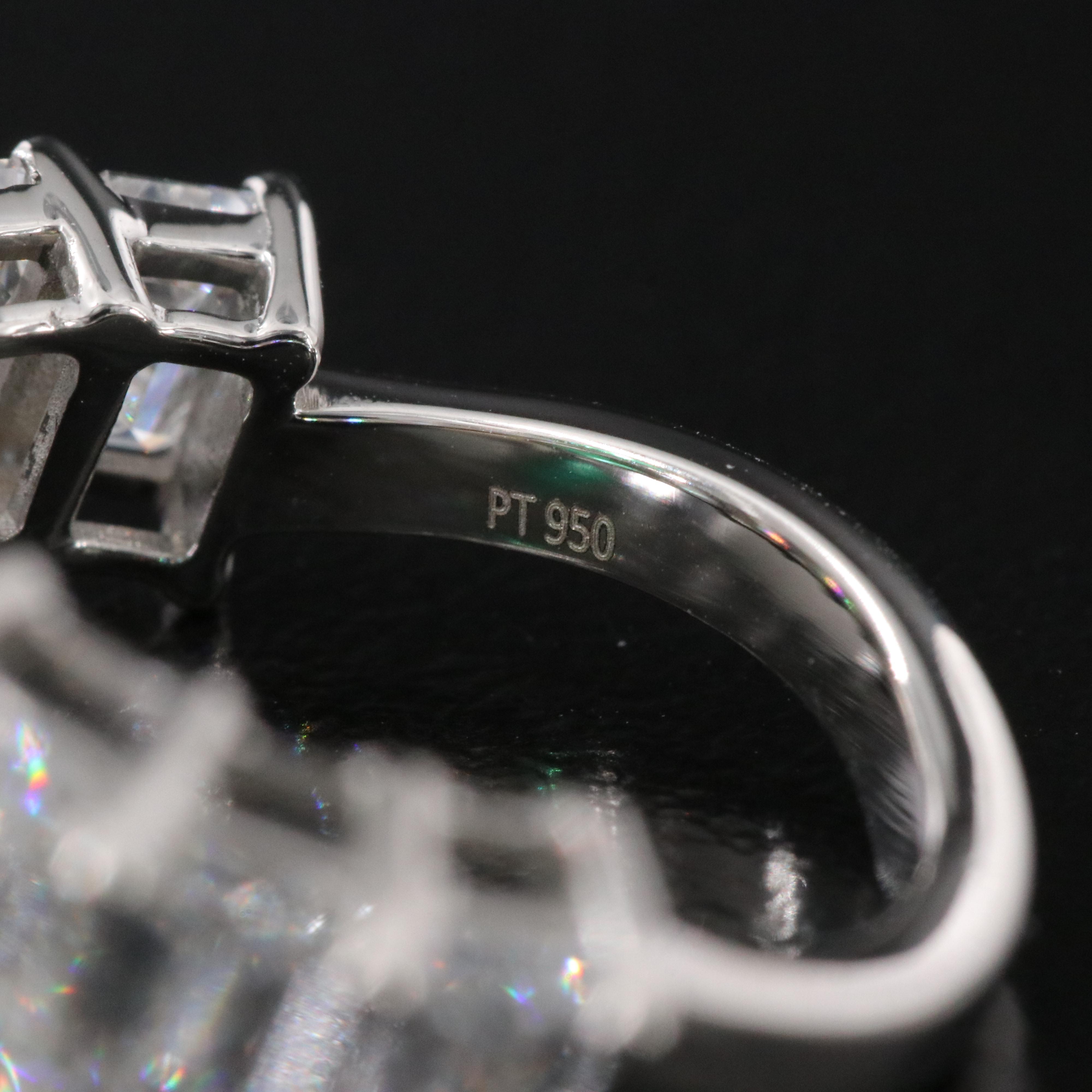 Platinum 1.14 CTW Emerald and 5.39 CTW Lab Grown Diamond Ring