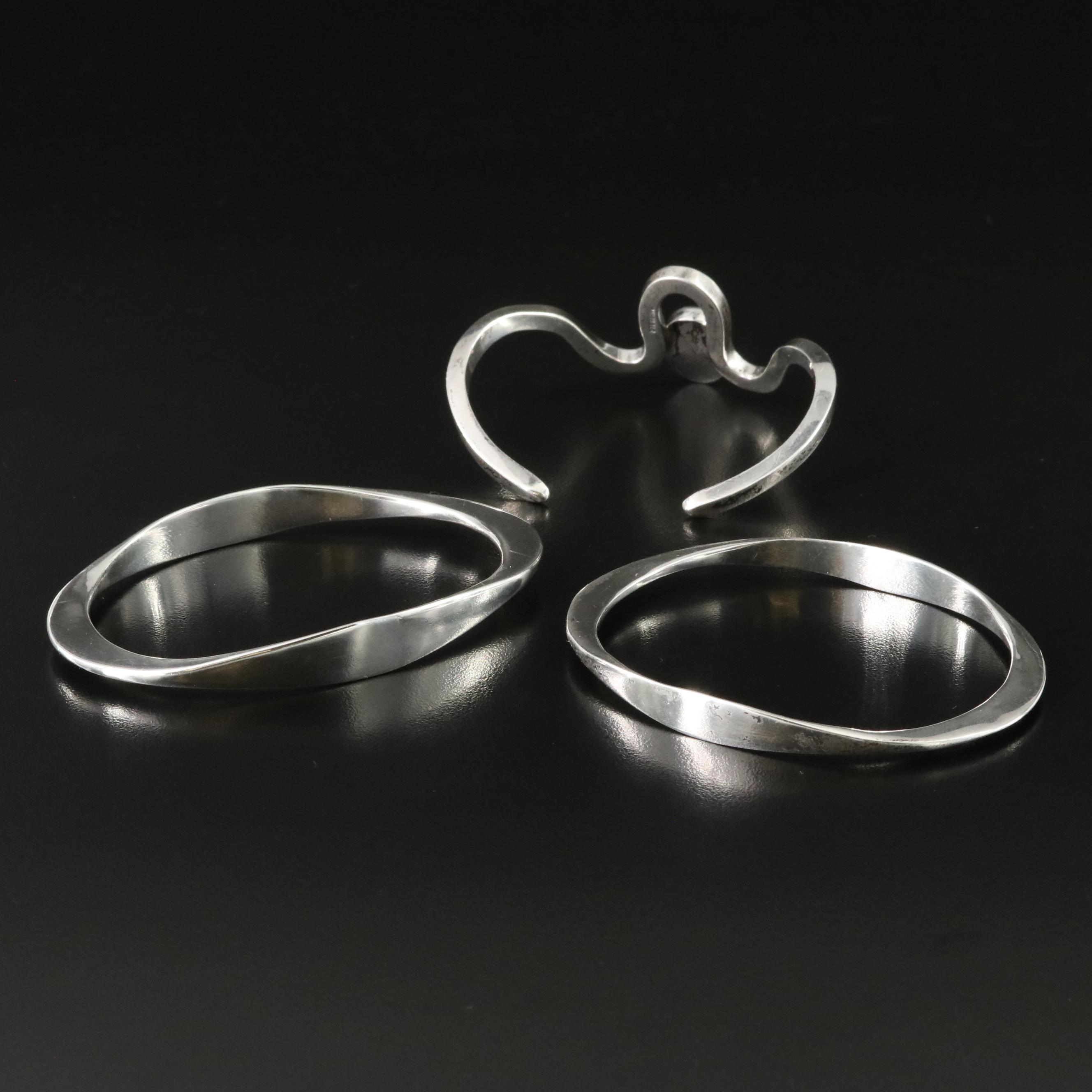 Sterling Bangles and Nephrite Cuff