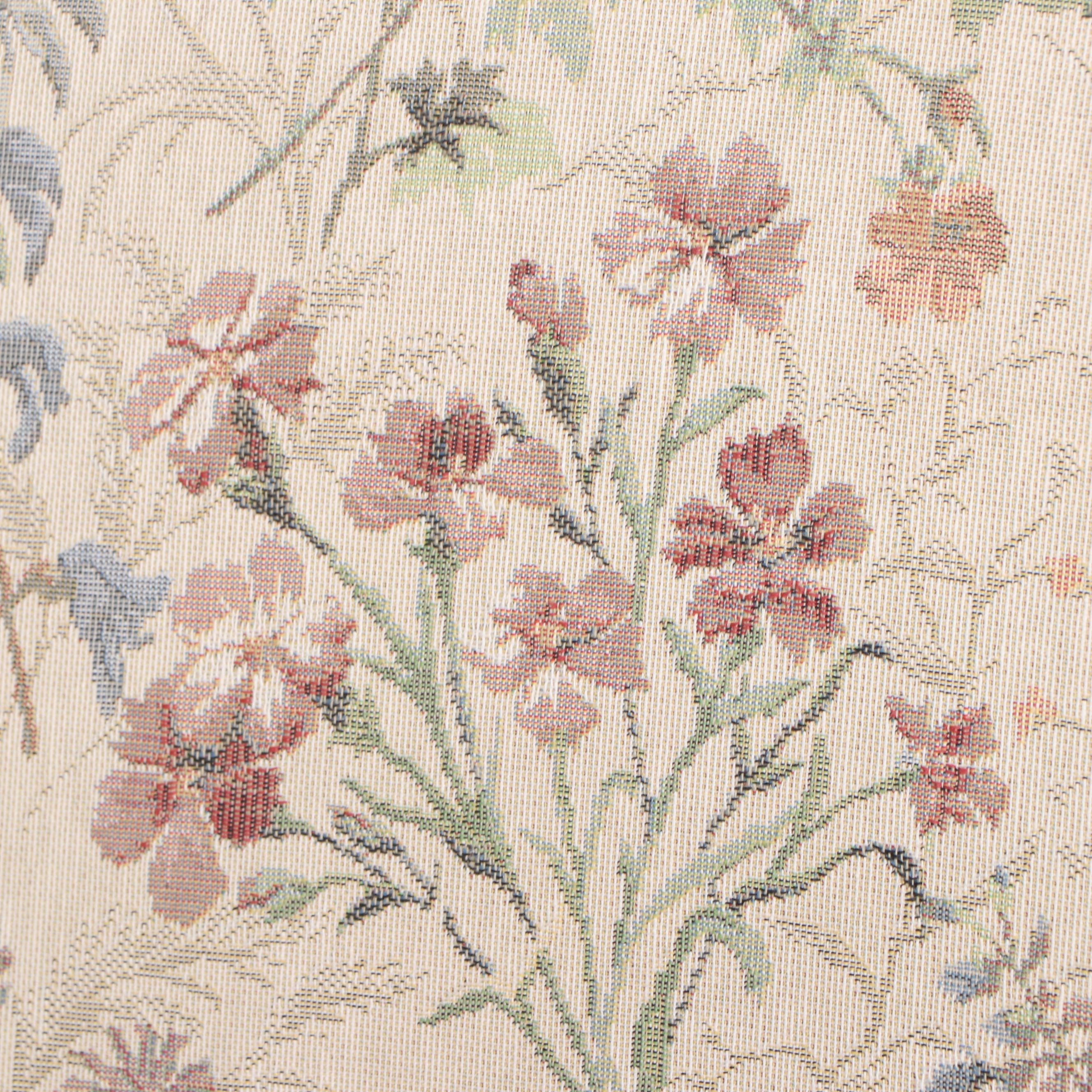 Pair of Wild Flower Upholstered Wingback Armchairs