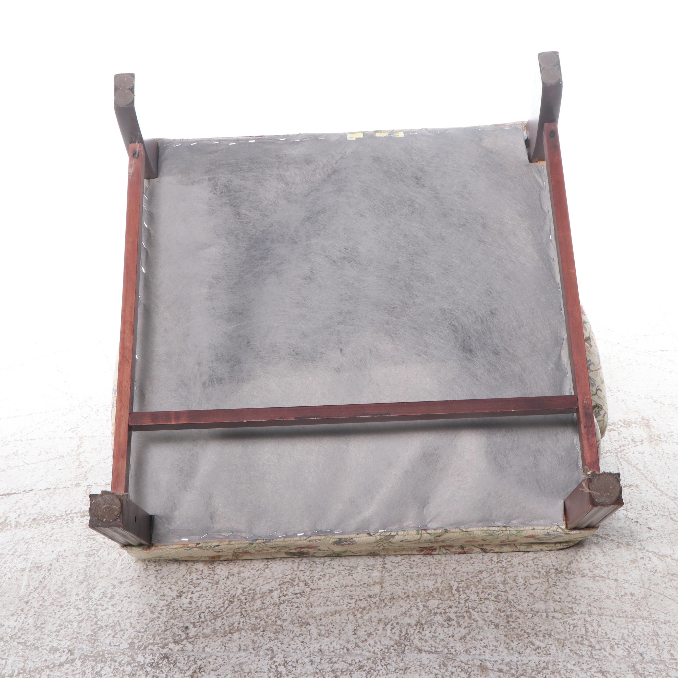 Pair of Wild Flower Upholstered Wingback Armchairs