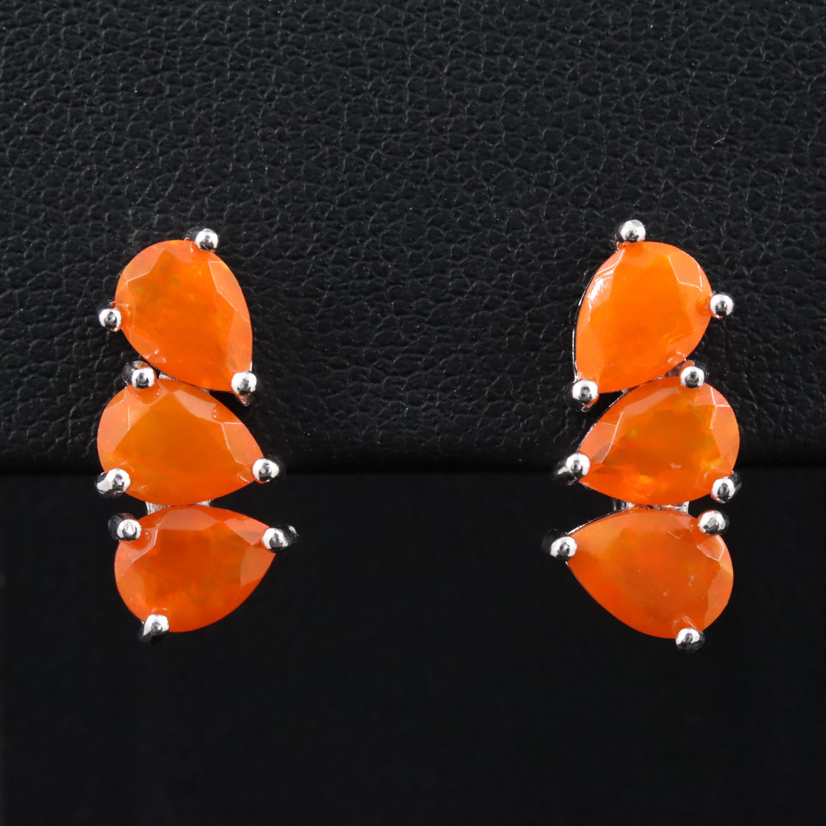 Sterling Fire Opal Earrings
