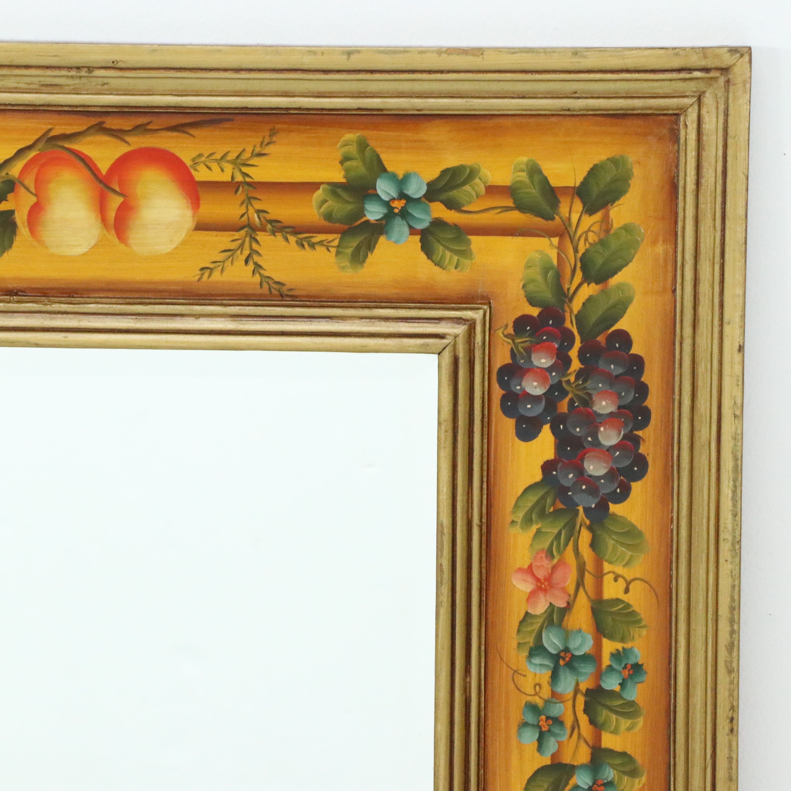Tuscan Style Hand-Painted Fruit Motif Framed Wall Mirror