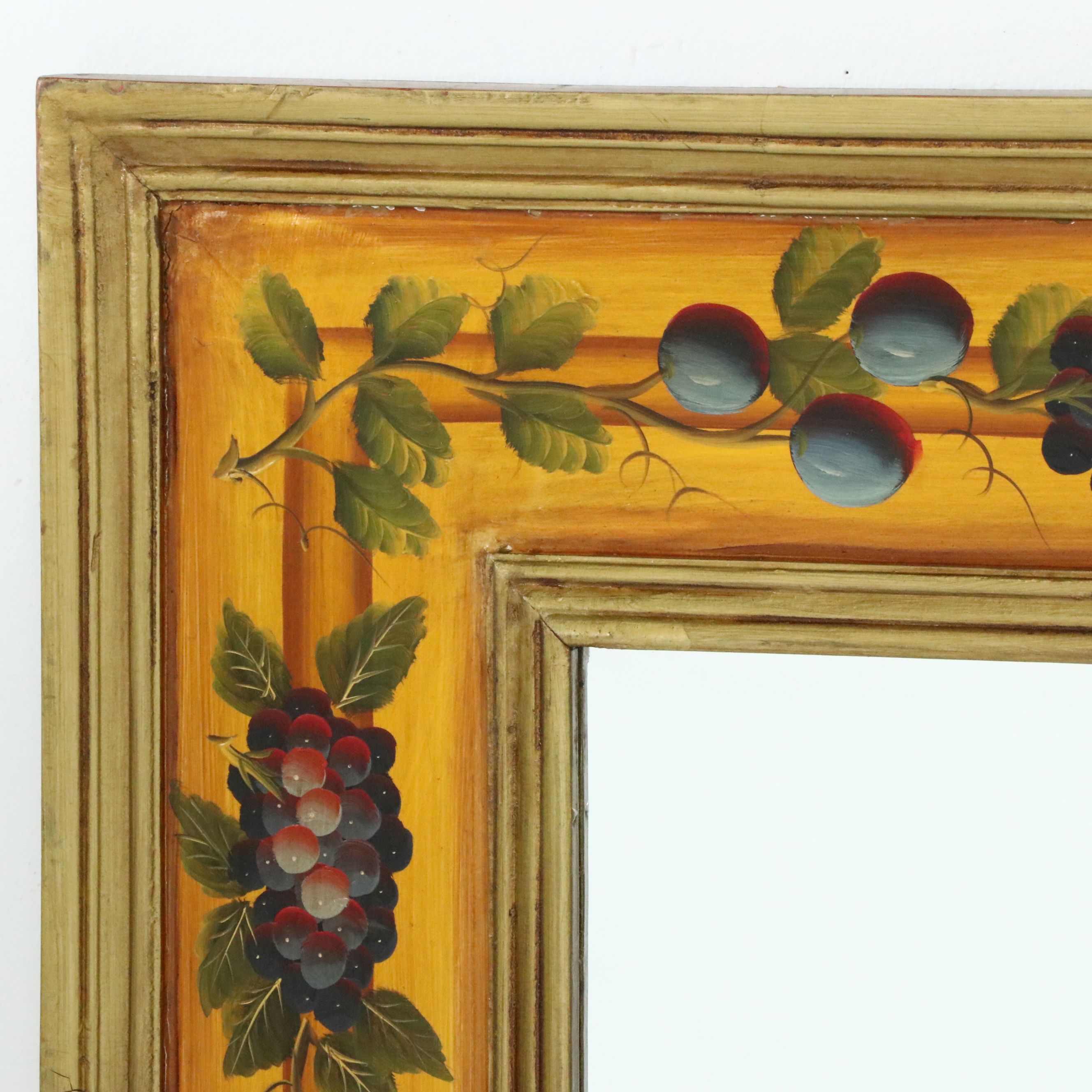 Tuscan Style Hand-Painted Fruit Motif Framed Wall Mirror