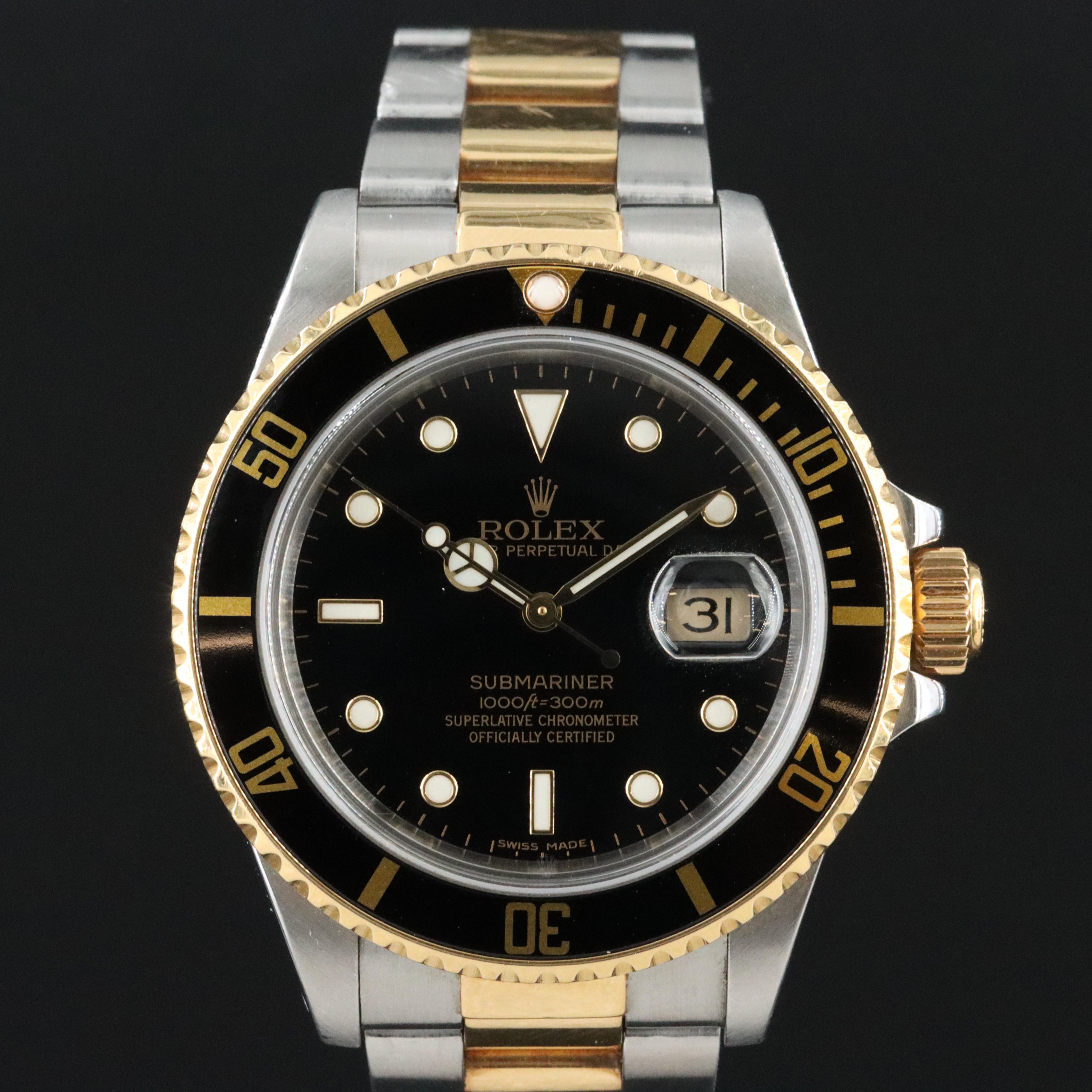 Rolex Submariner Date 16803 18K & Steel Automatic Watch c.1987