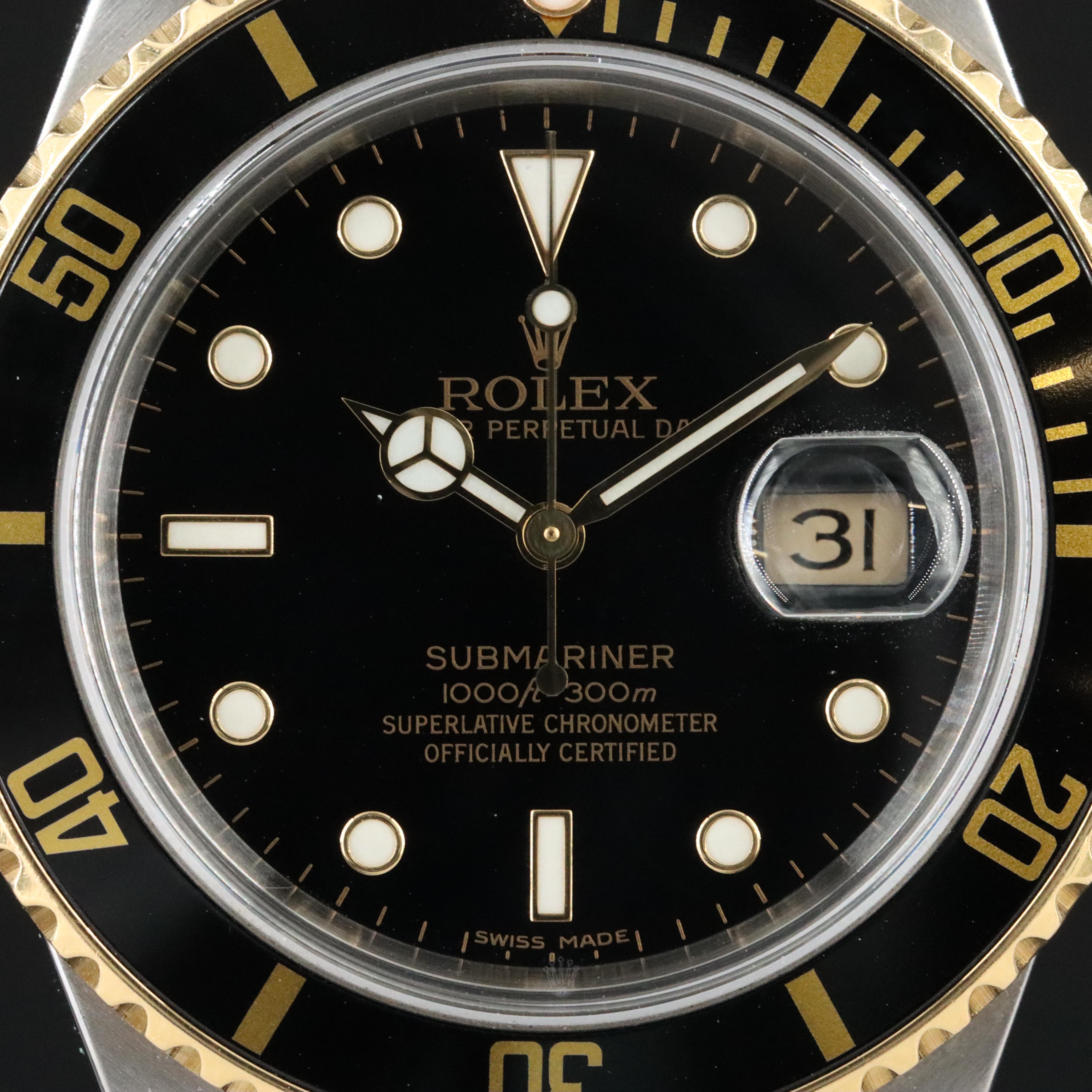 Rolex Submariner Date 16803 18K & Steel Automatic Watch c.1987