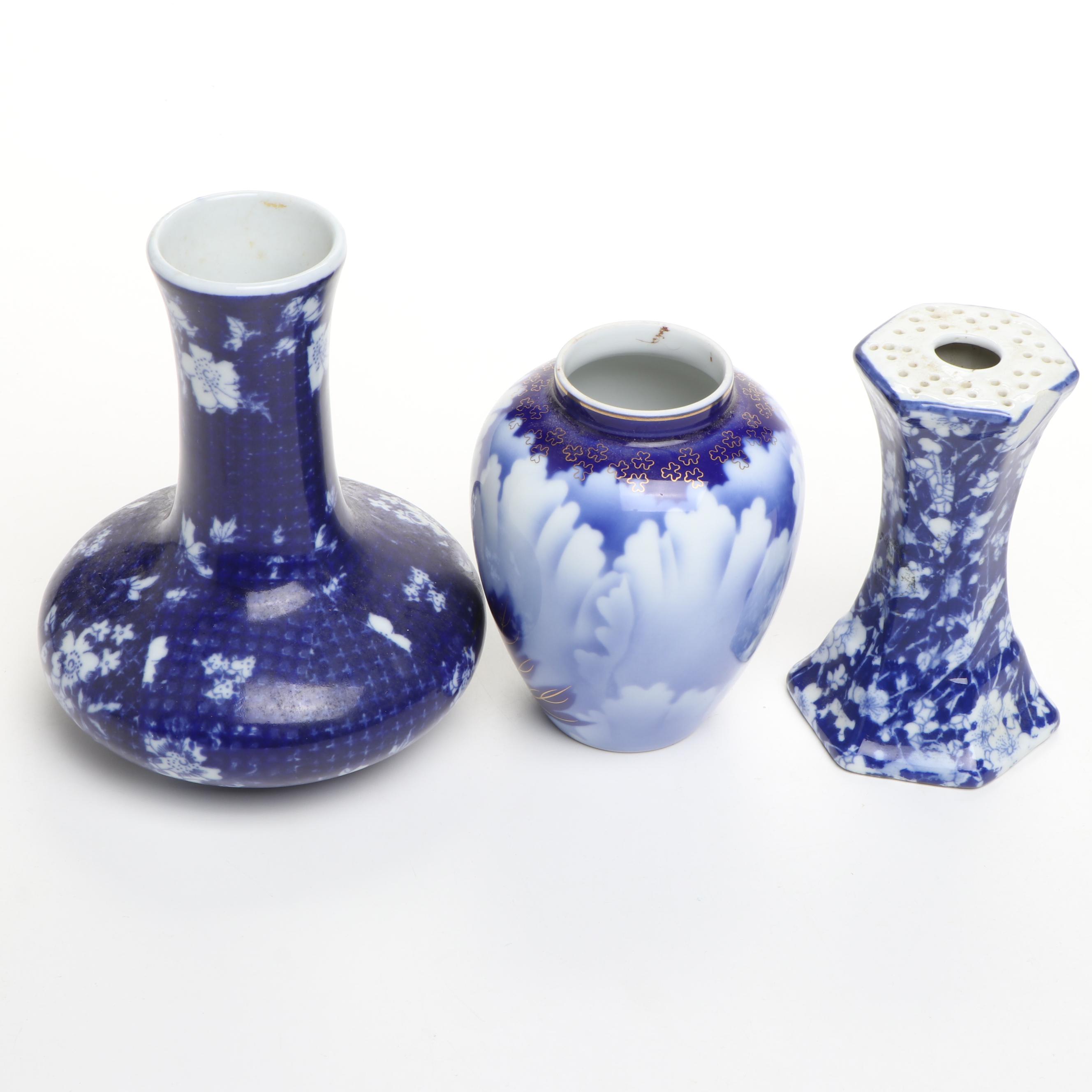 Chinese Blue and White Porcelain Vases with Other Ceramic Blue and White Décor
