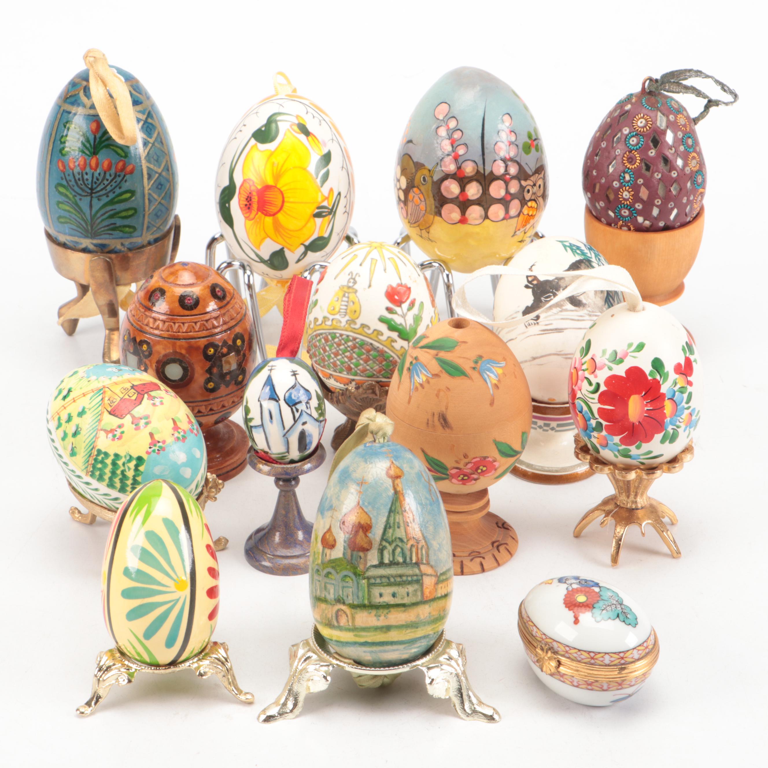 Limoges Porcelain Box with Pysanky and Other Egg-Shaped Décor