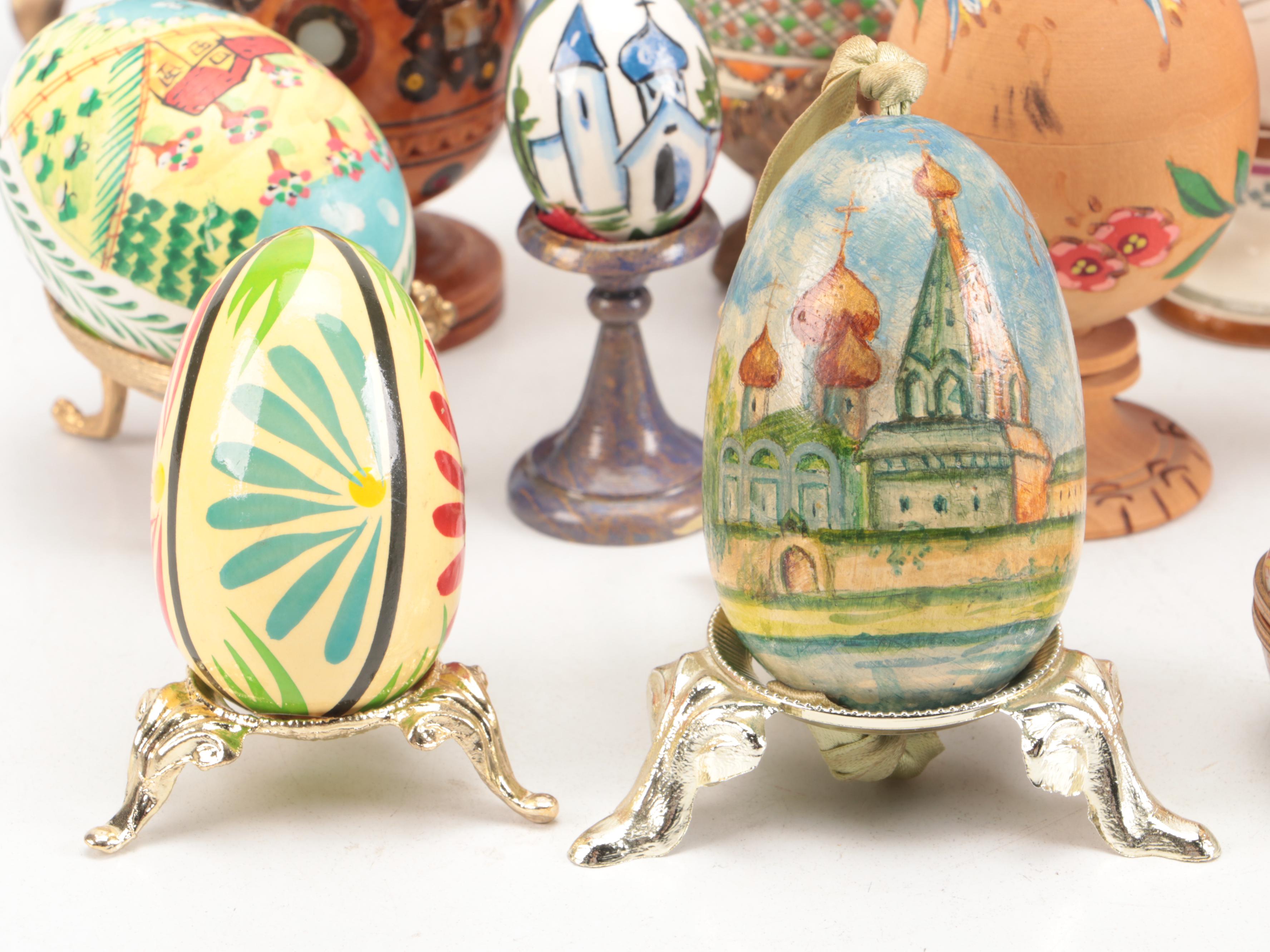 Limoges Porcelain Box with Pysanky and Other Egg-Shaped Décor