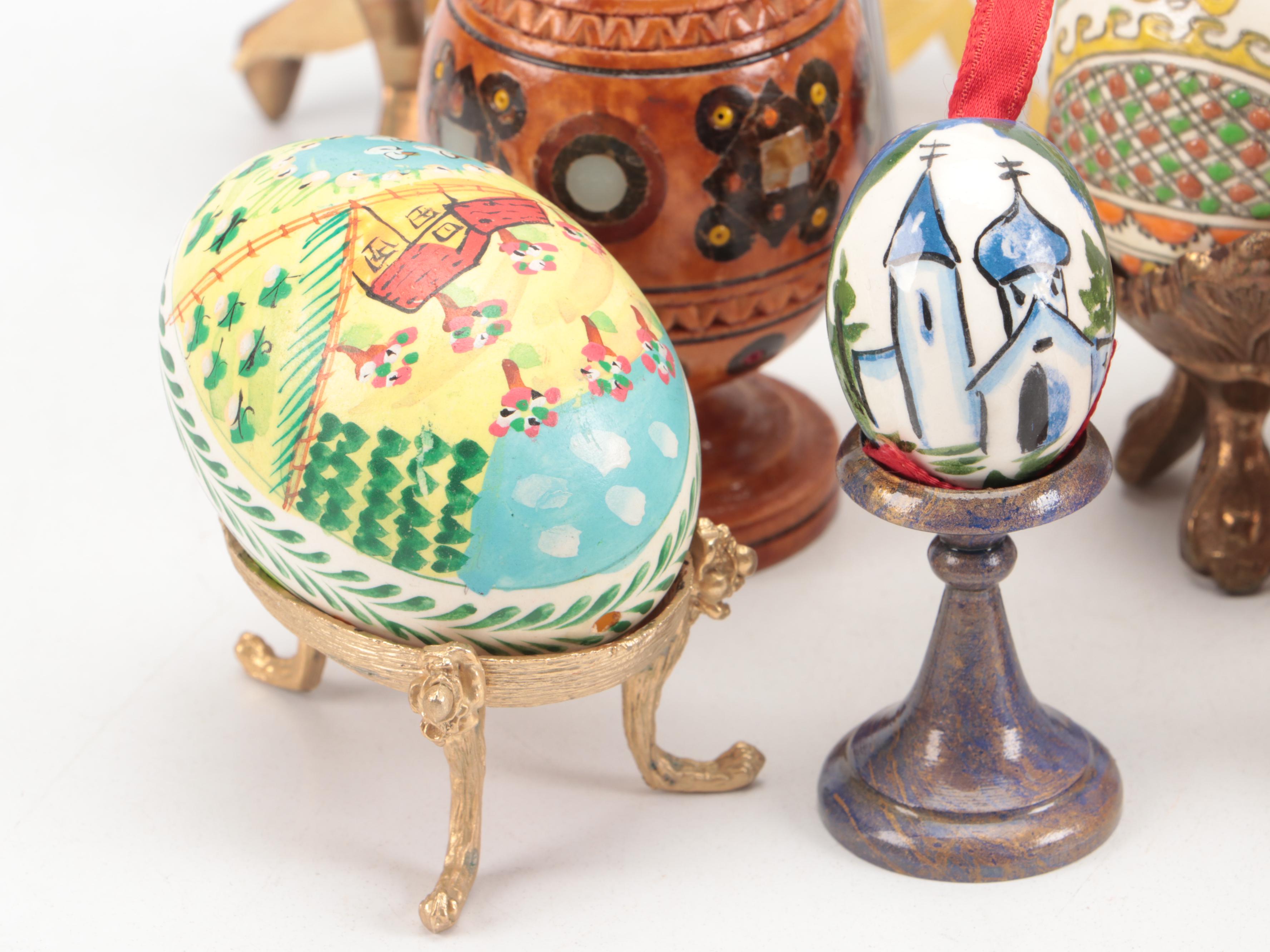 Limoges Porcelain Box with Pysanky and Other Egg-Shaped Décor