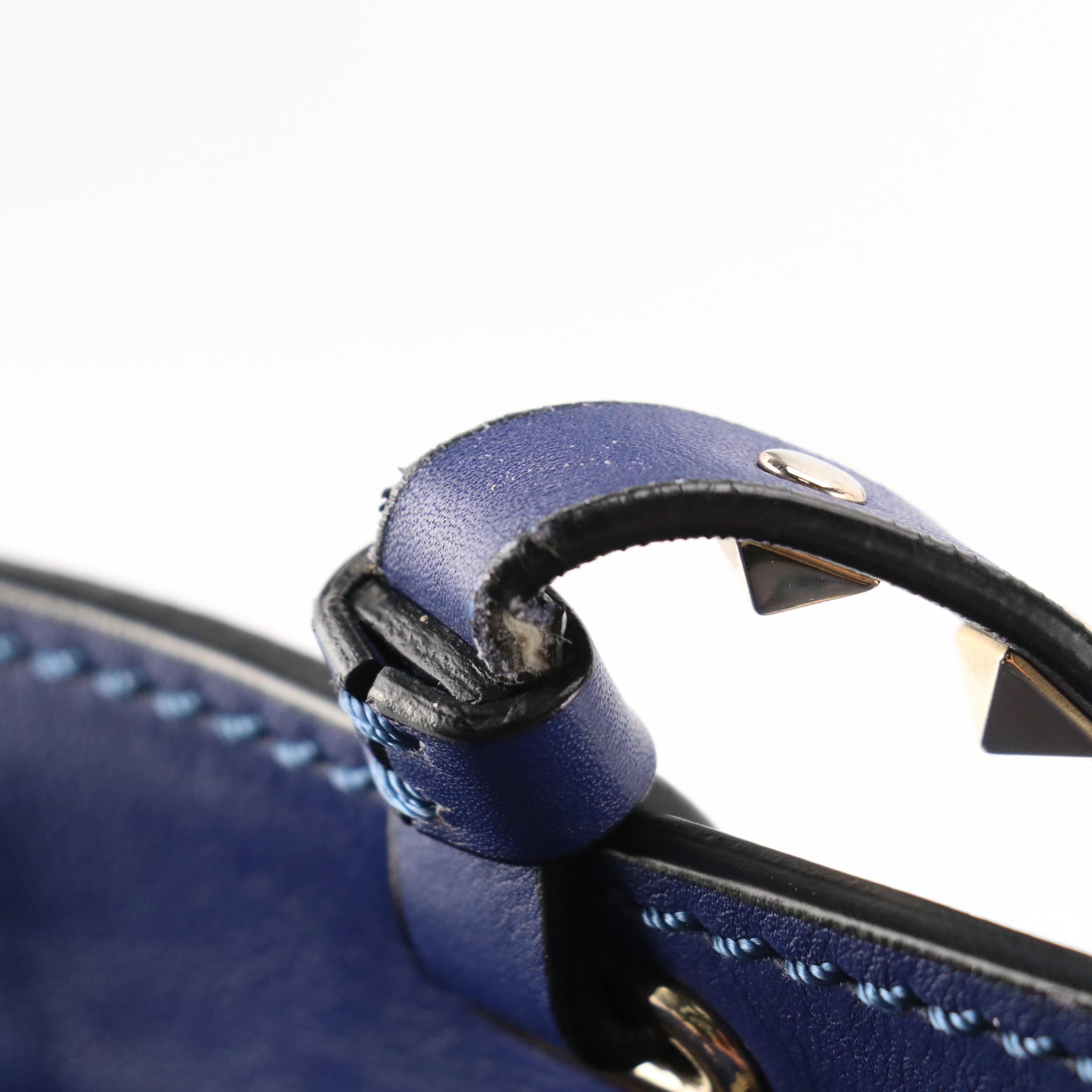 Valentino Garavani Medium Rockstud Two-Way Tote in Royal Blue Calfskin Leather