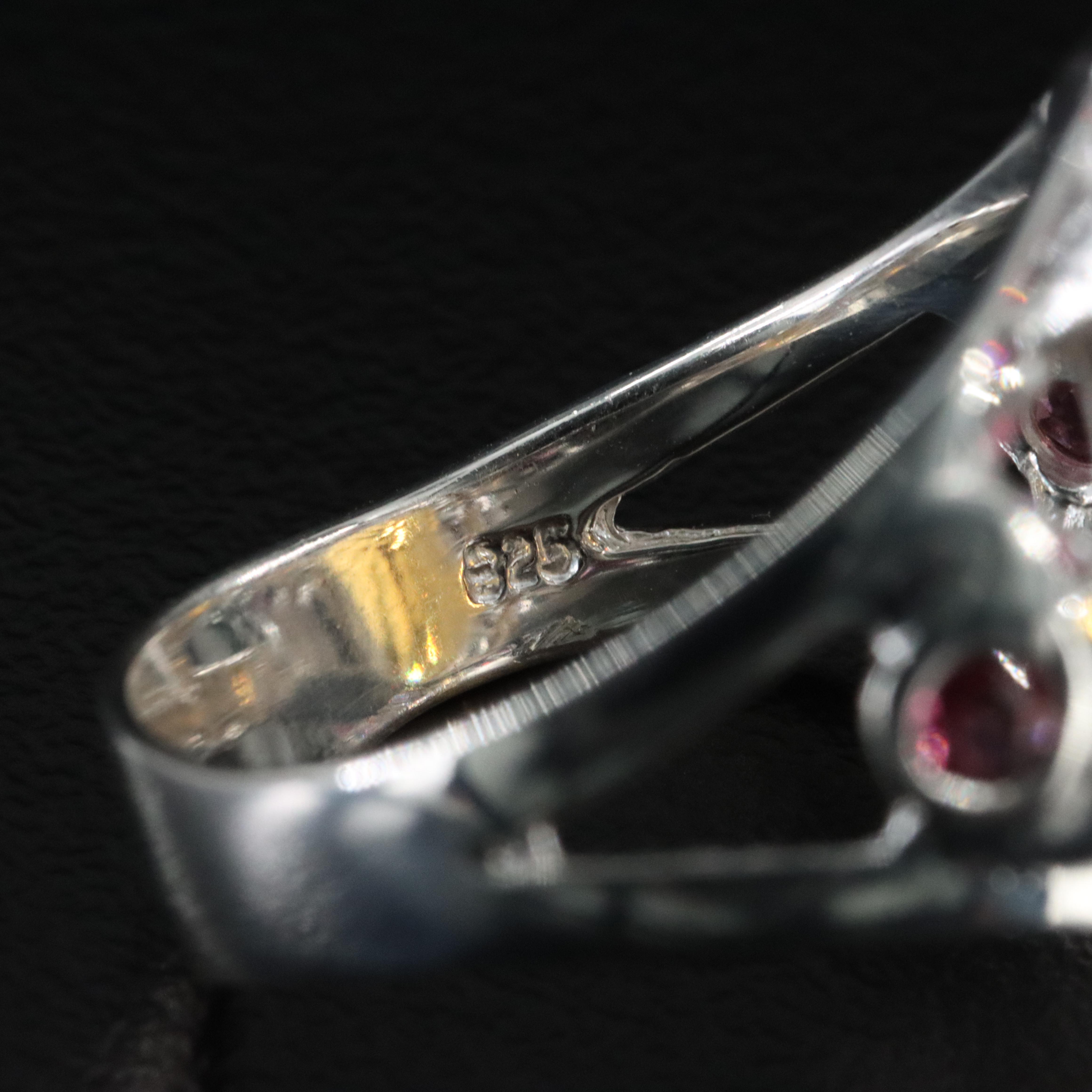 Sterling Citrine, Garnet, and Opal Ring