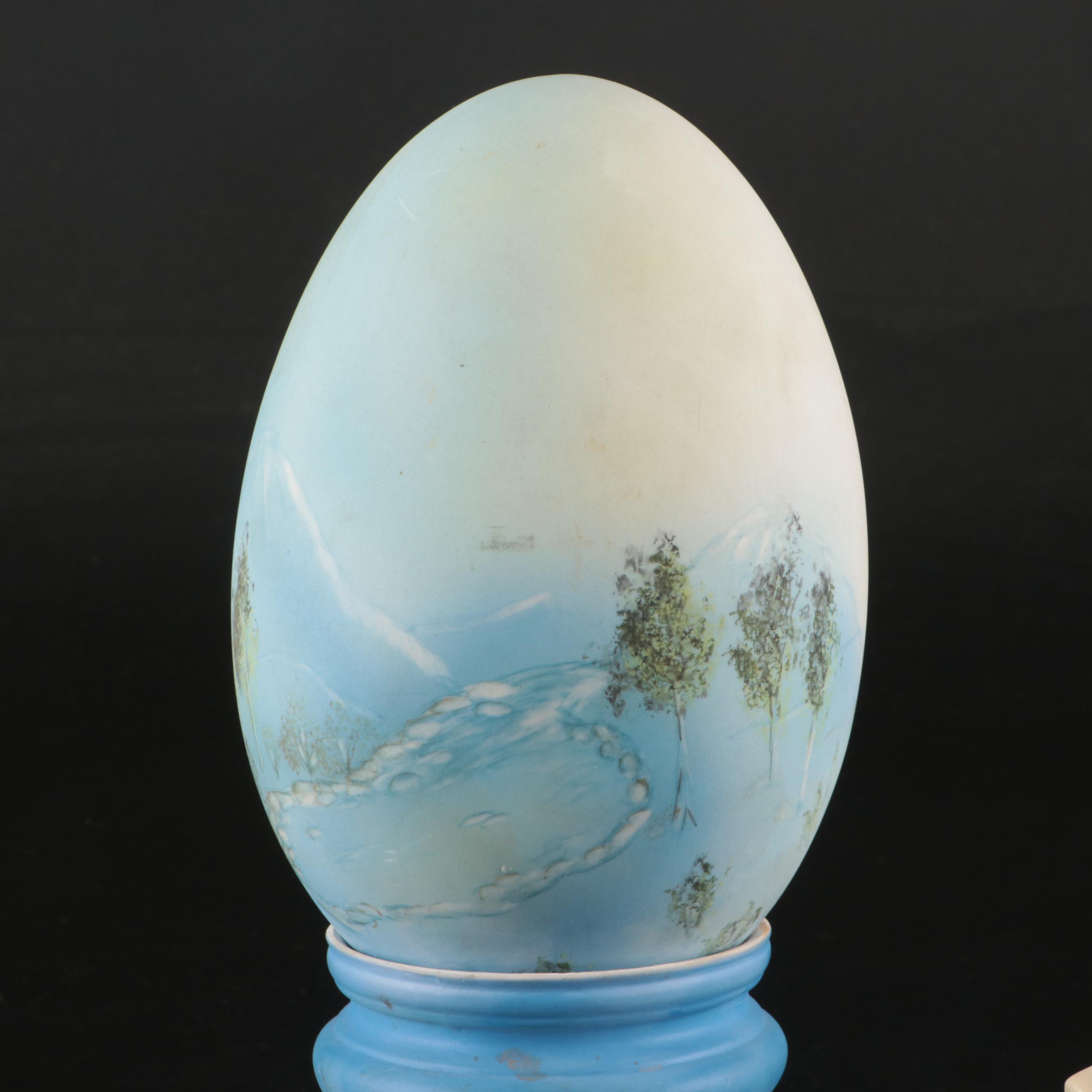 Franklin Mint with Other Egg-Shaped Décor and Hand-Painted Lamp