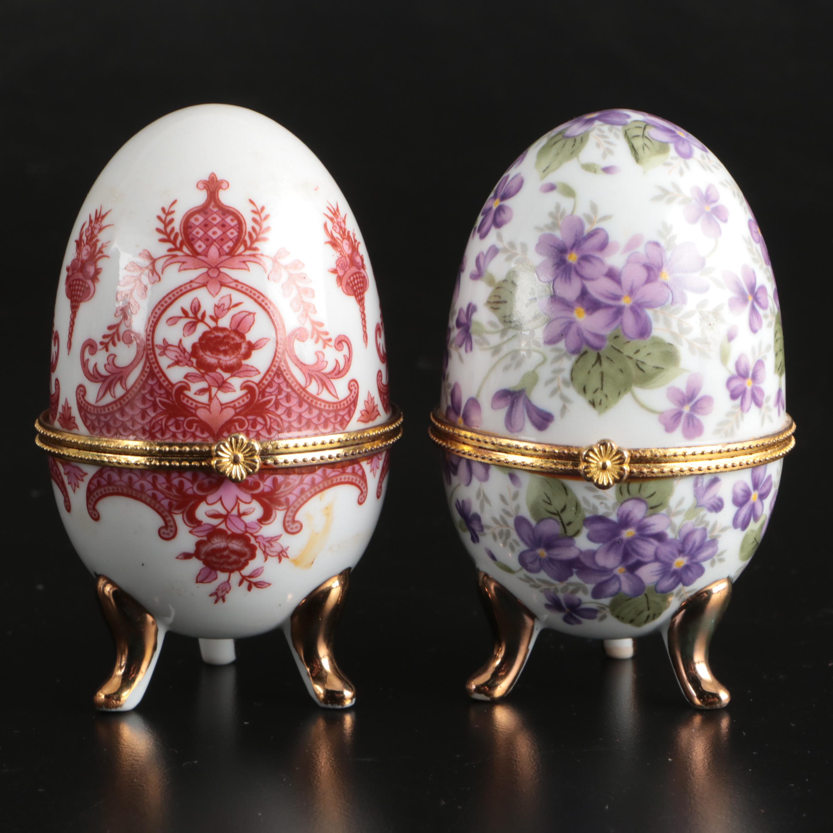 Franklin Mint with Other Egg-Shaped Décor and Hand-Painted Lamp
