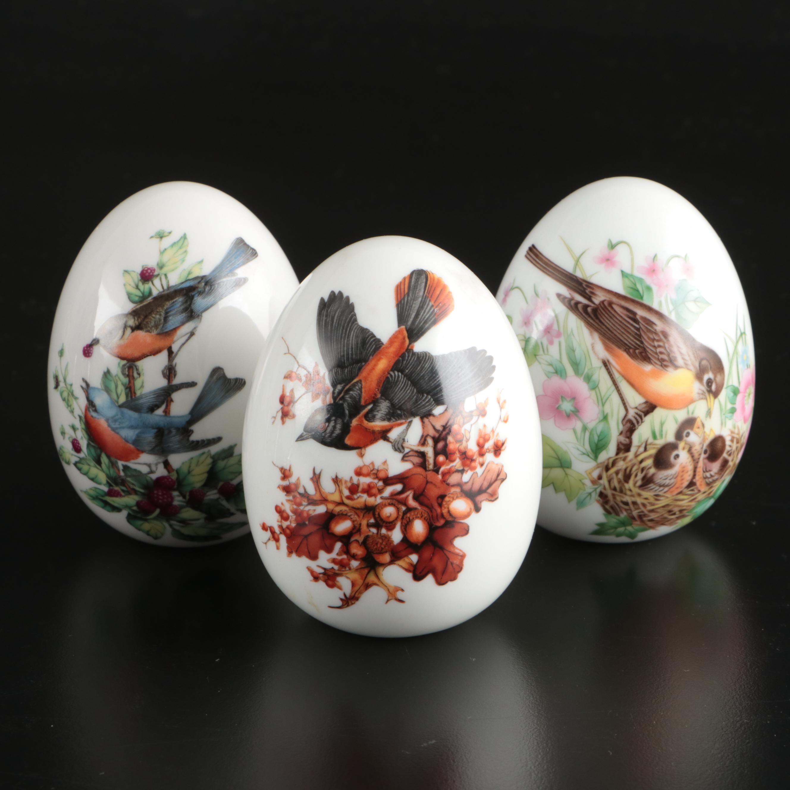 Franklin Mint with Other Egg-Shaped Décor and Hand-Painted Lamp