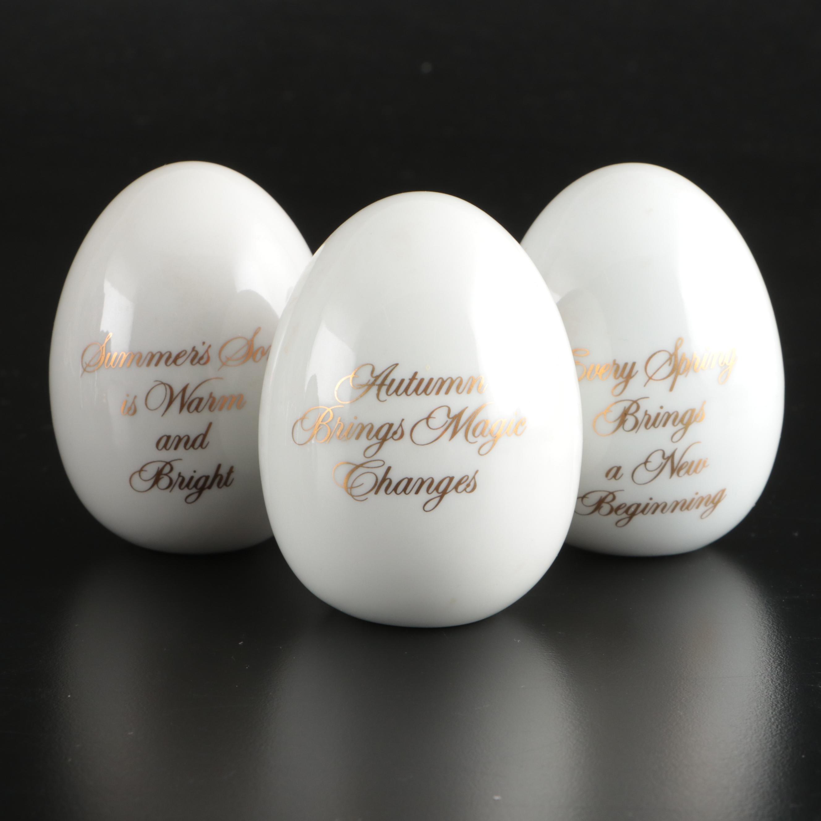 Franklin Mint with Other Egg-Shaped Décor and Hand-Painted Lamp