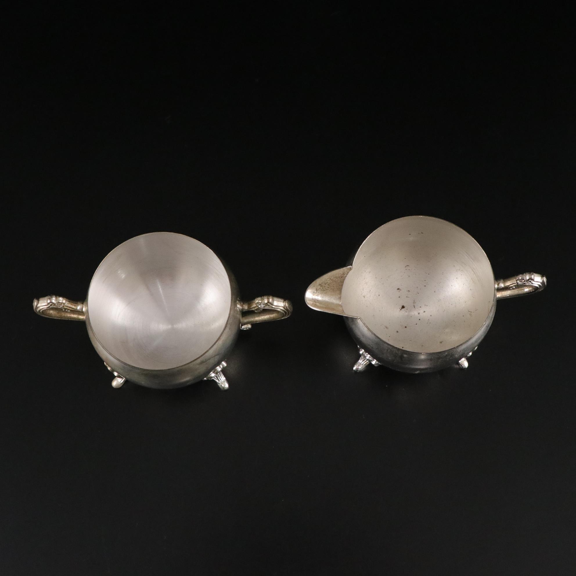 Silver Plate Teapots with Creamer & Sugar Set