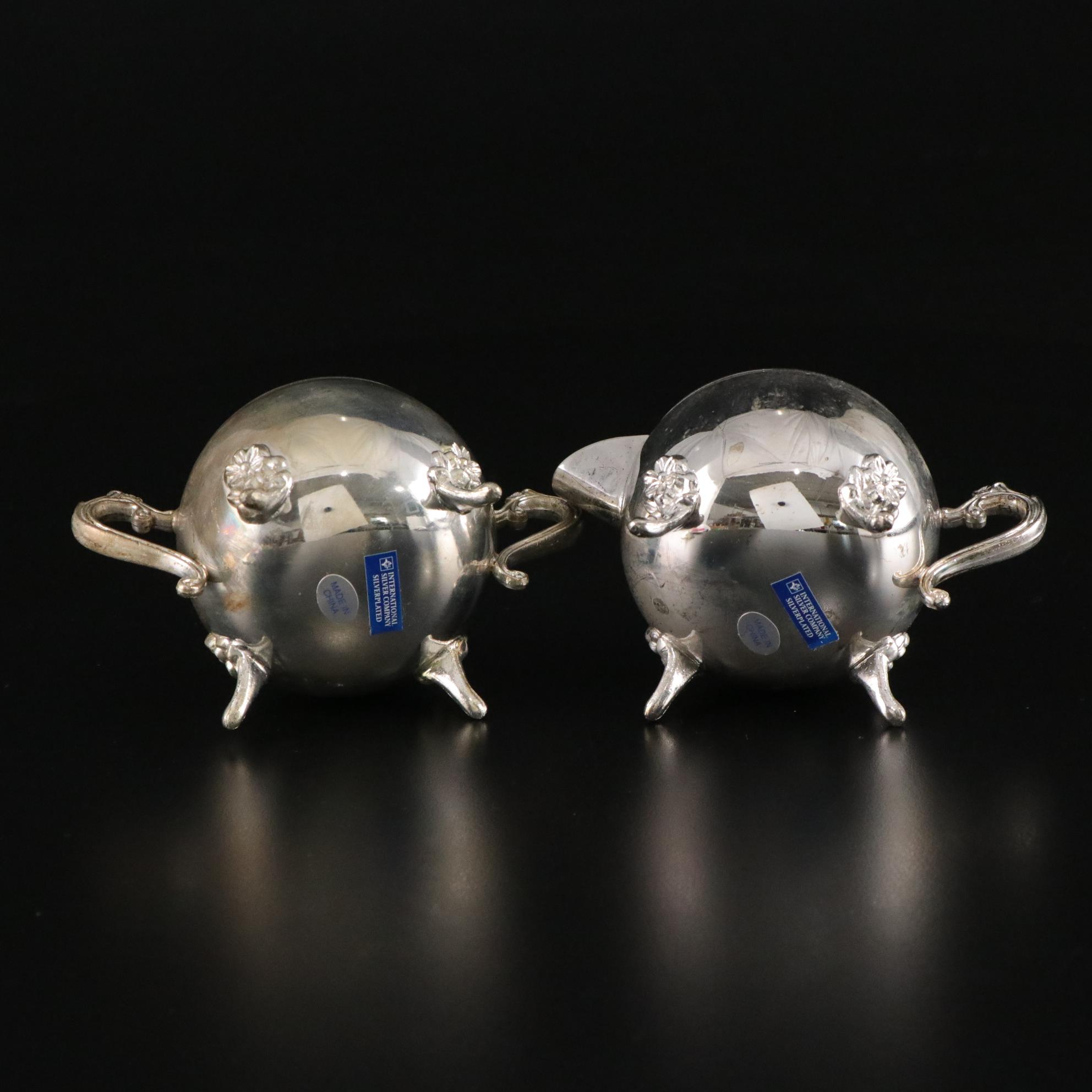 Silver Plate Teapots with Creamer & Sugar Set