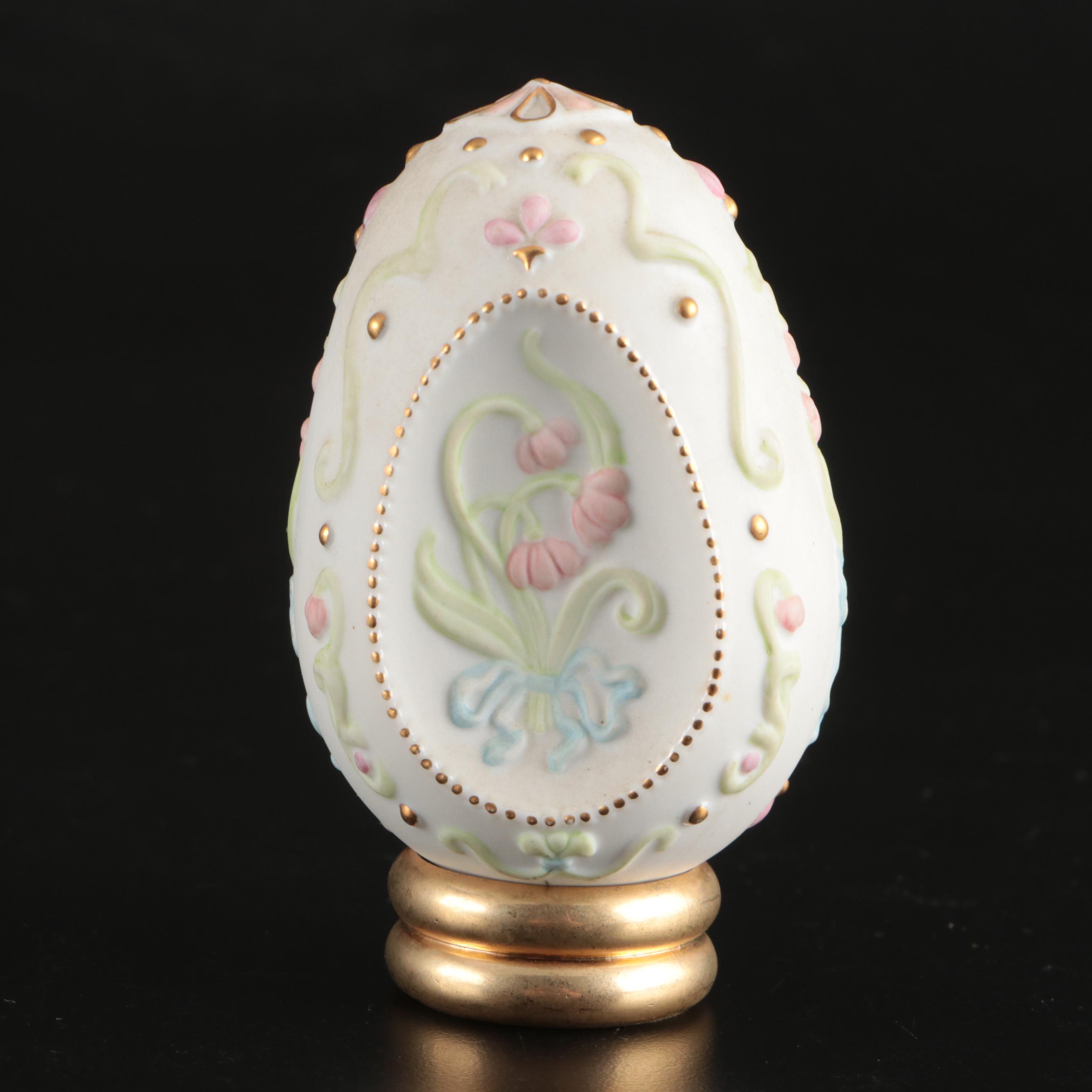 Franklin Mint with Other Egg-Shaped Décor and Hand-Painted Lamp