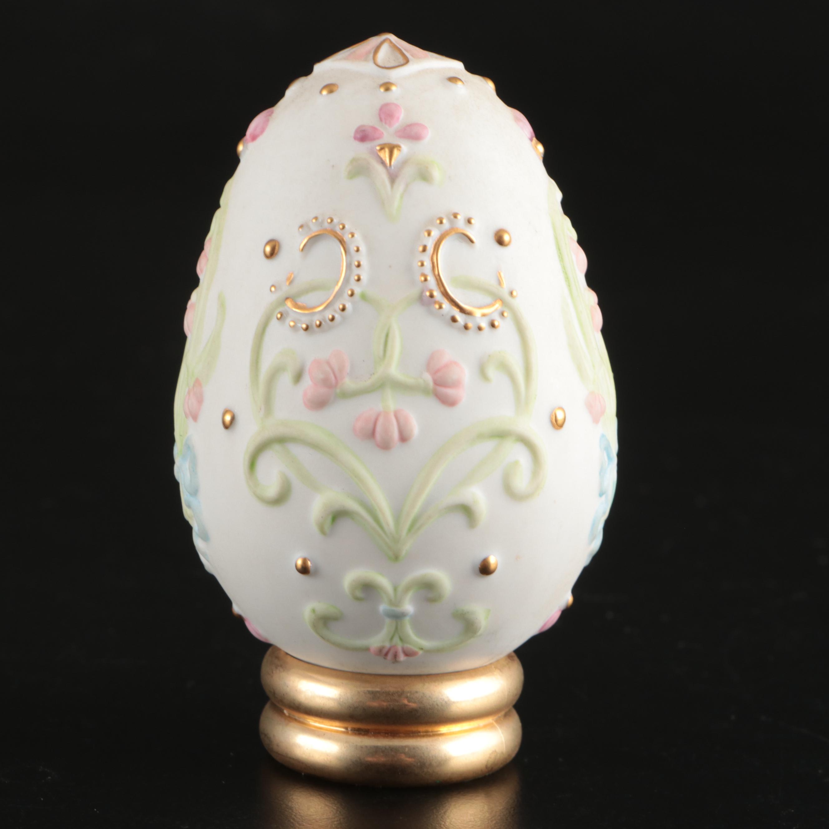 Franklin Mint with Other Egg-Shaped Décor and Hand-Painted Lamp