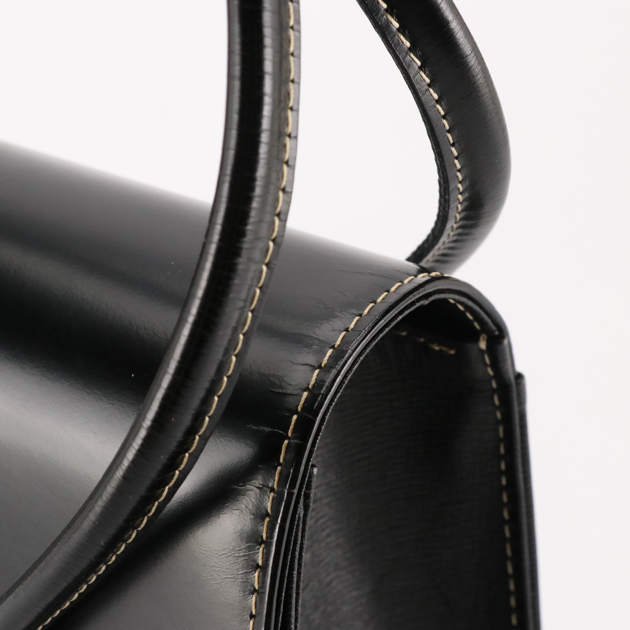 Burberrys Textured and Glazed Black Leather Shoulder Bag with Box