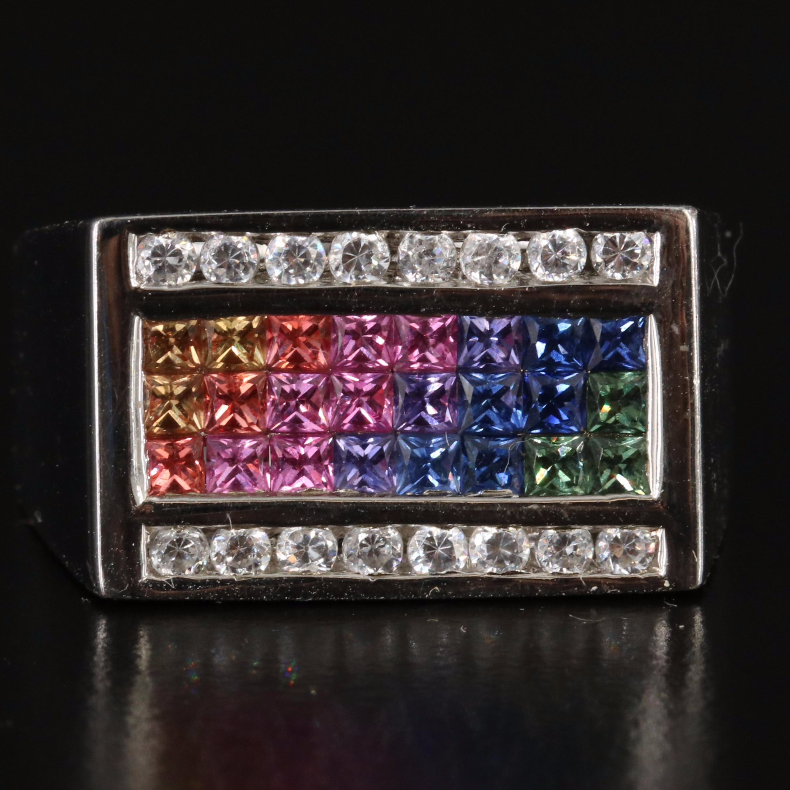 Sterling Sapphire and CZ Ring