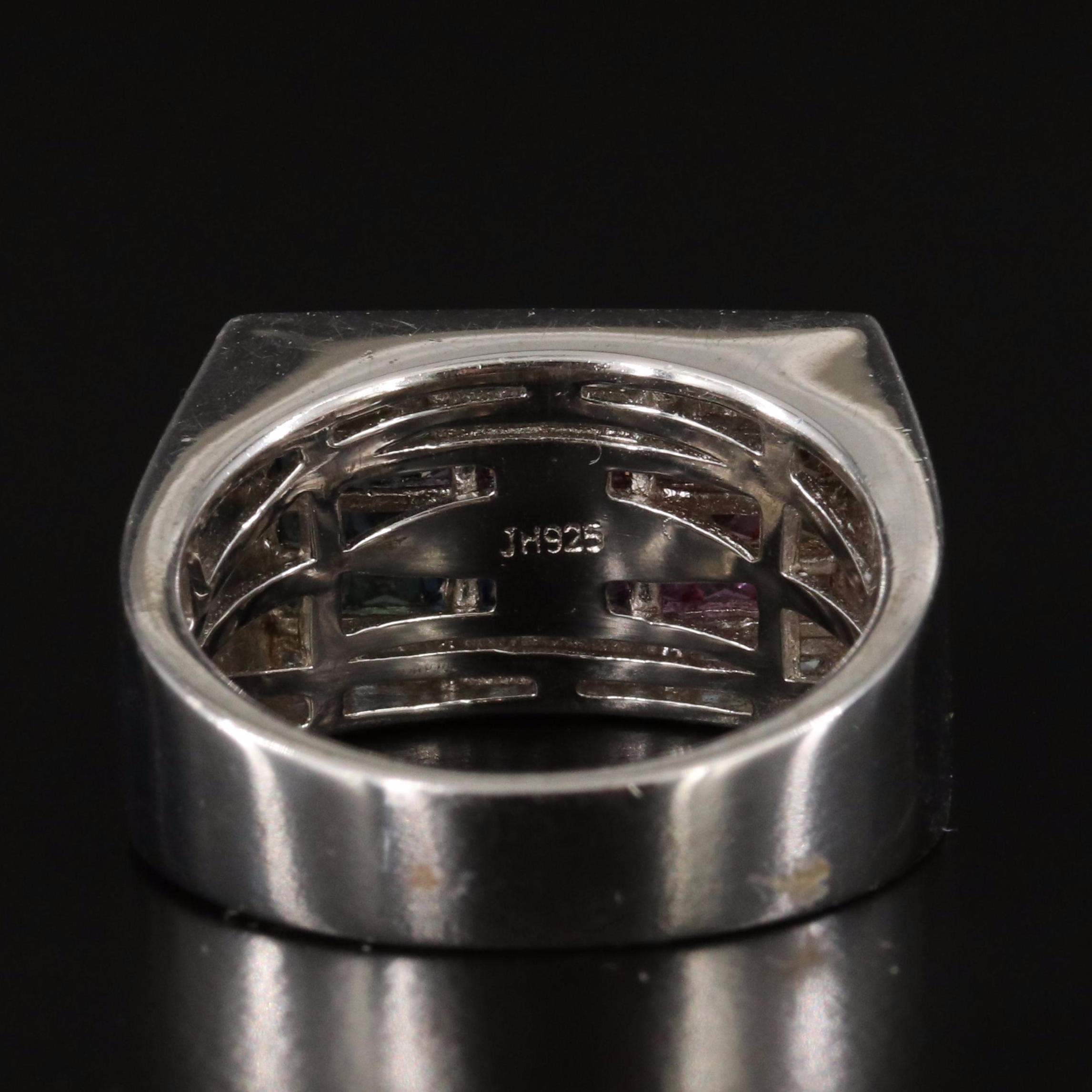 Sterling Sapphire and CZ Ring