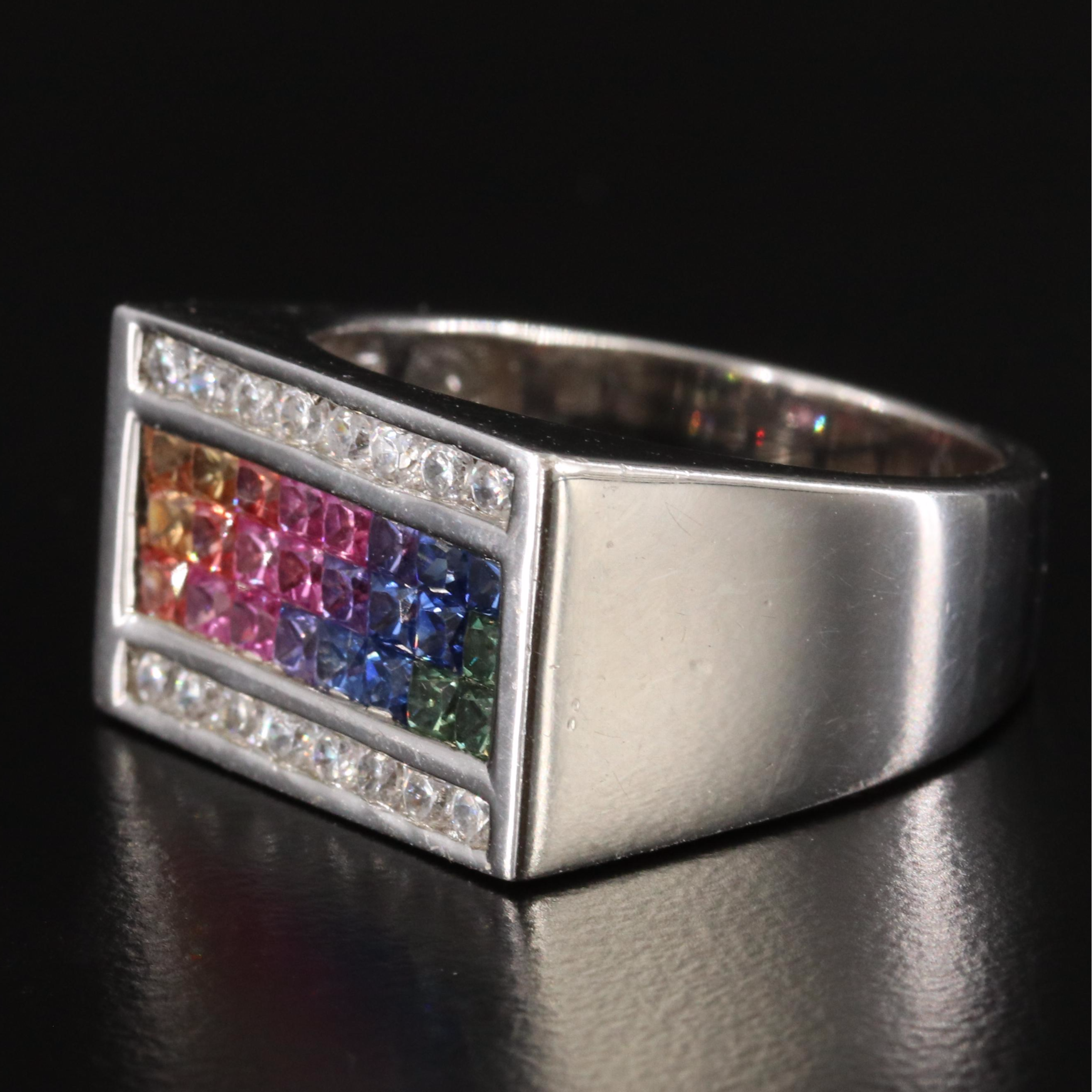 Sterling Sapphire and CZ Ring