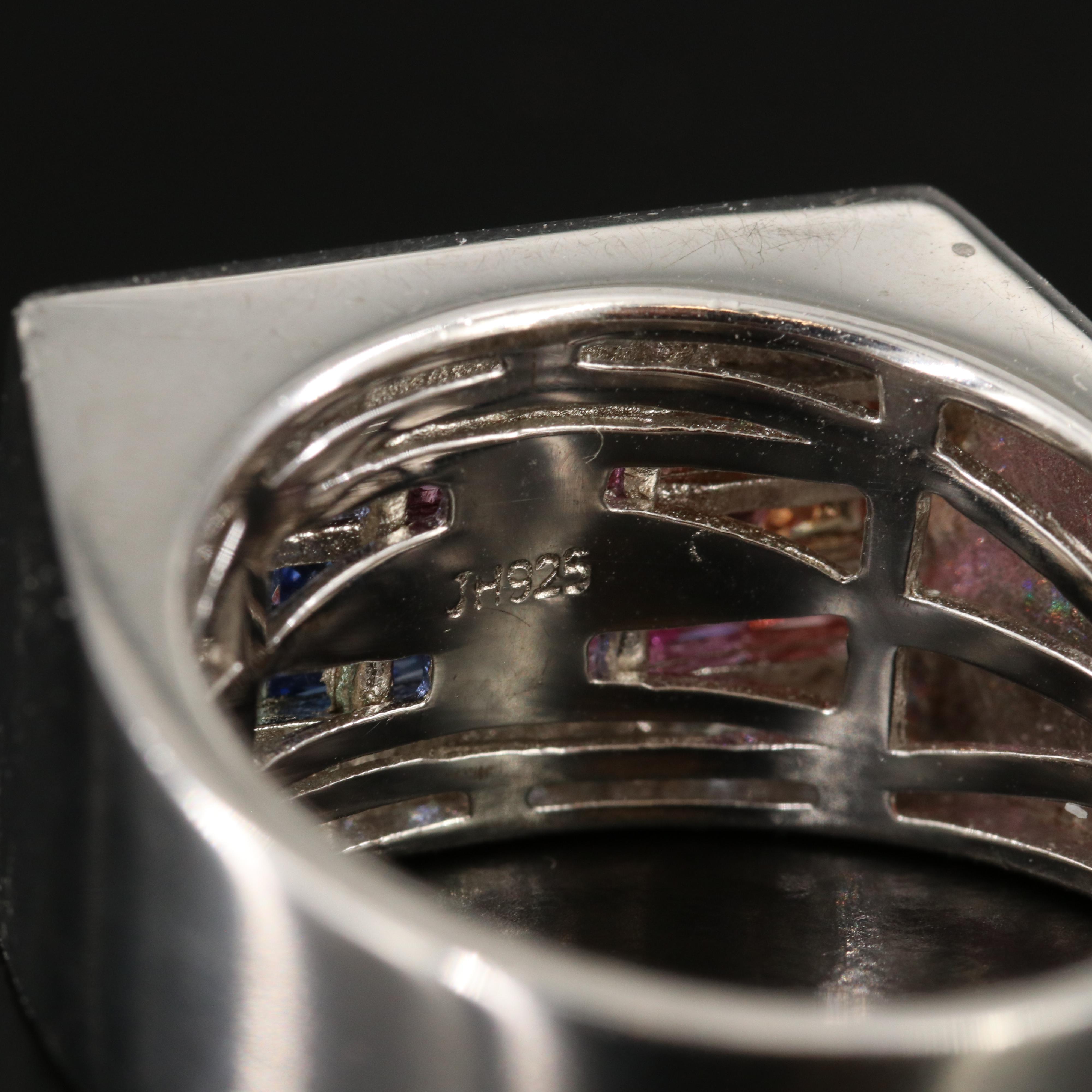 Sterling Sapphire and CZ Ring