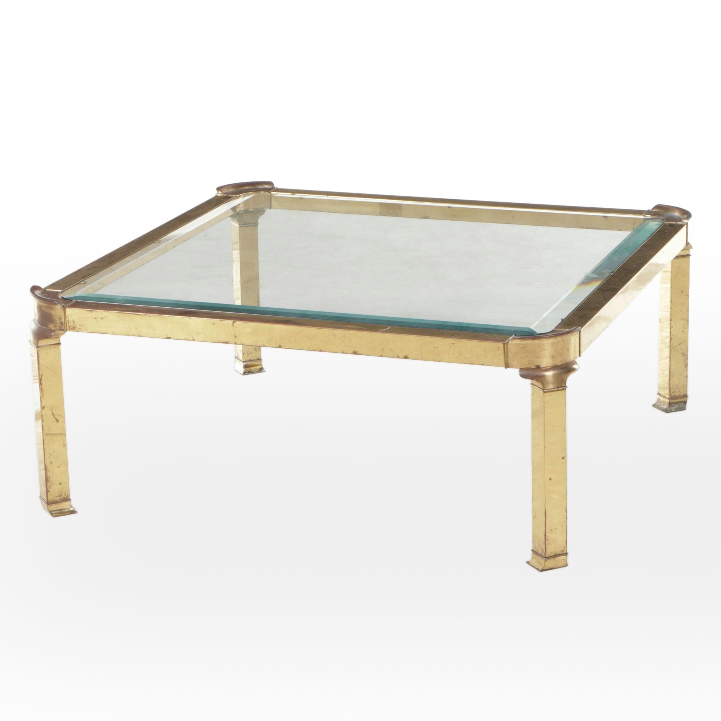 La Barge Brass Coffee Table with Glass Top, Late 20th Century
