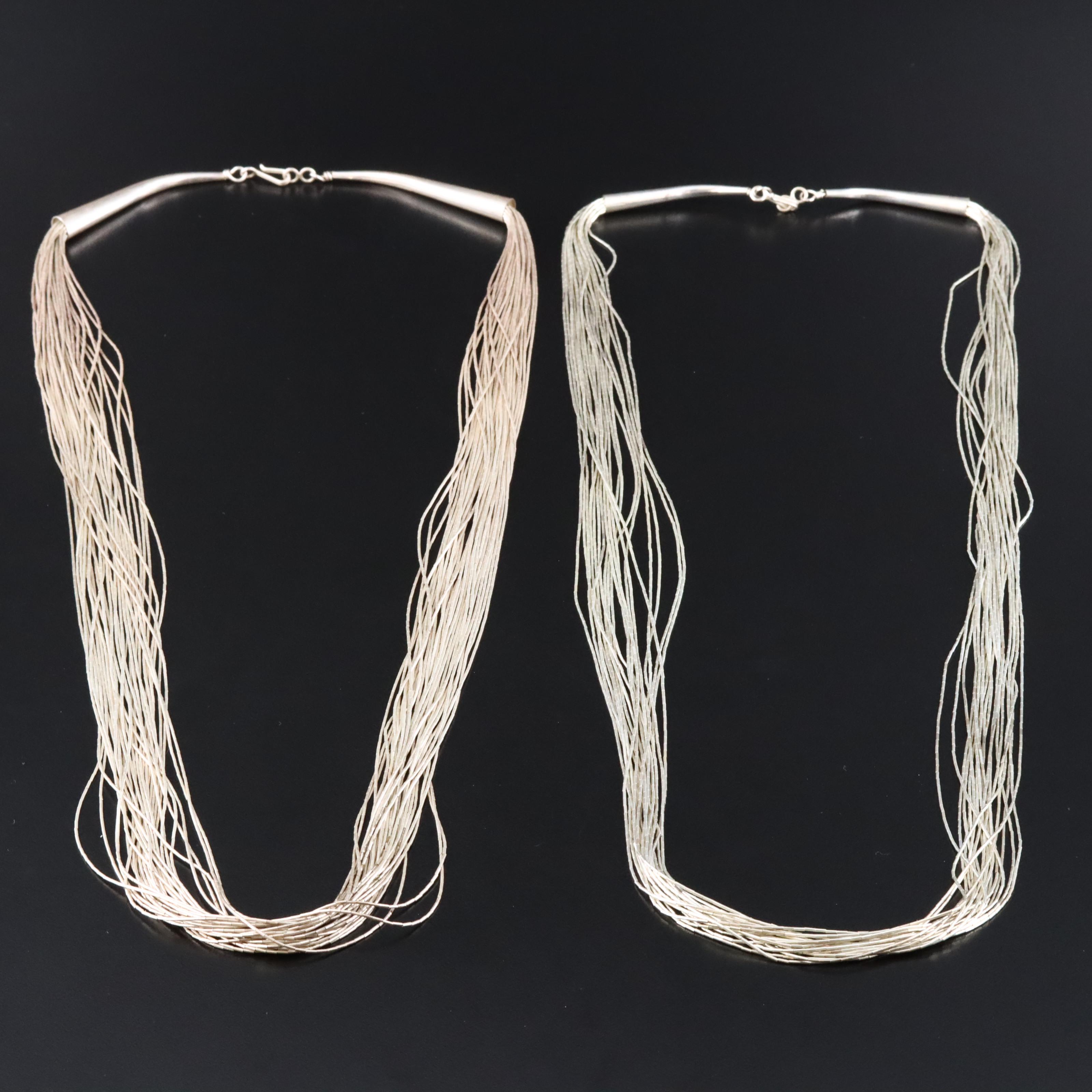 Sterling Liquid Silver Twenty-Strand & Thirty-Strand Necklaces