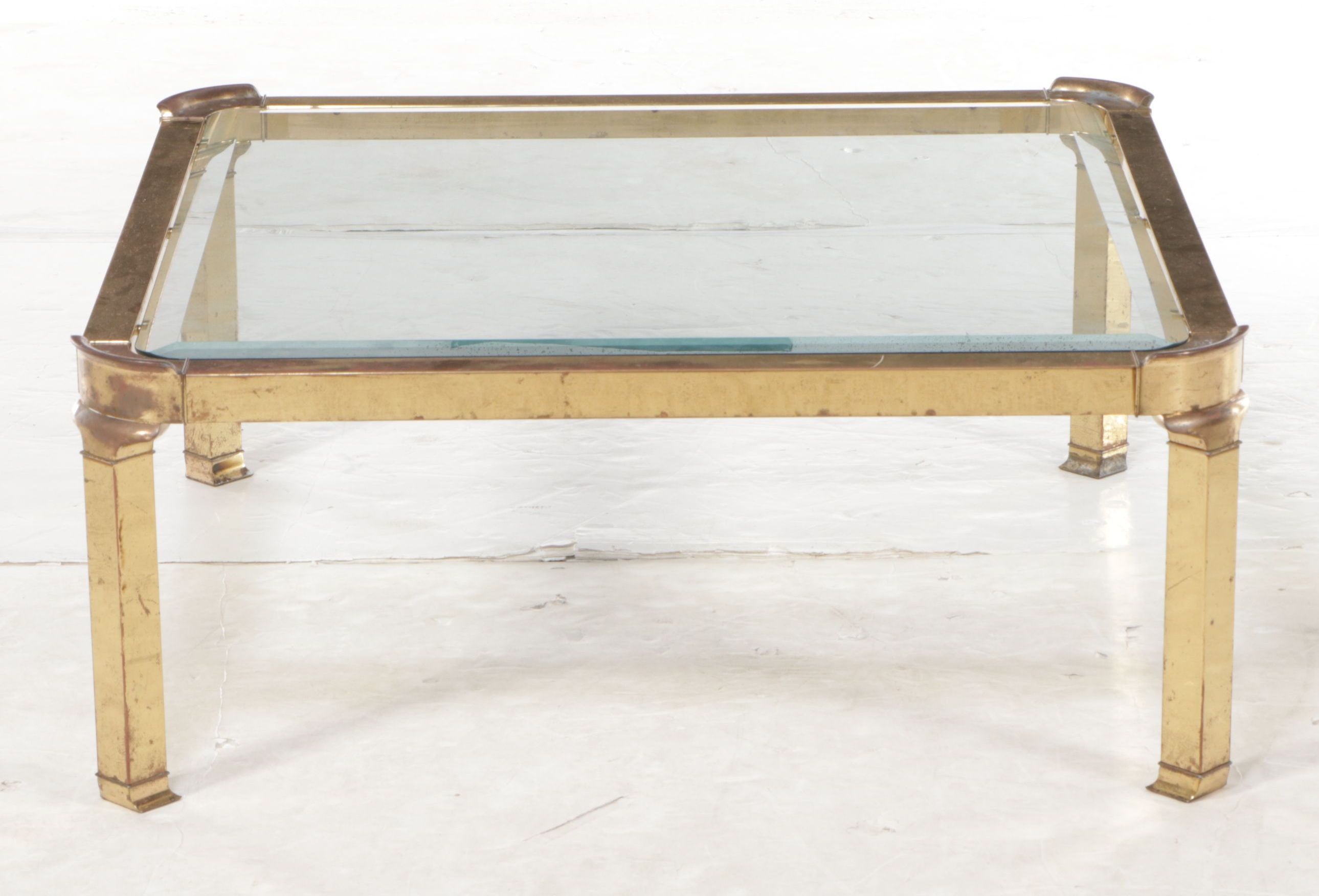 La Barge Brass Coffee Table with Glass Top, Late 20th Century
