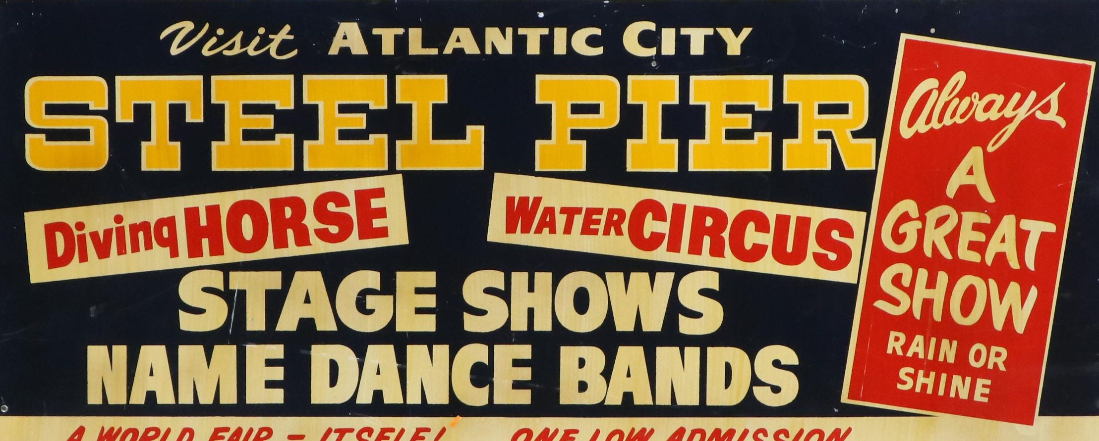Atlantic City Steel Pier Metal Advertisement Sign, Circa 1965