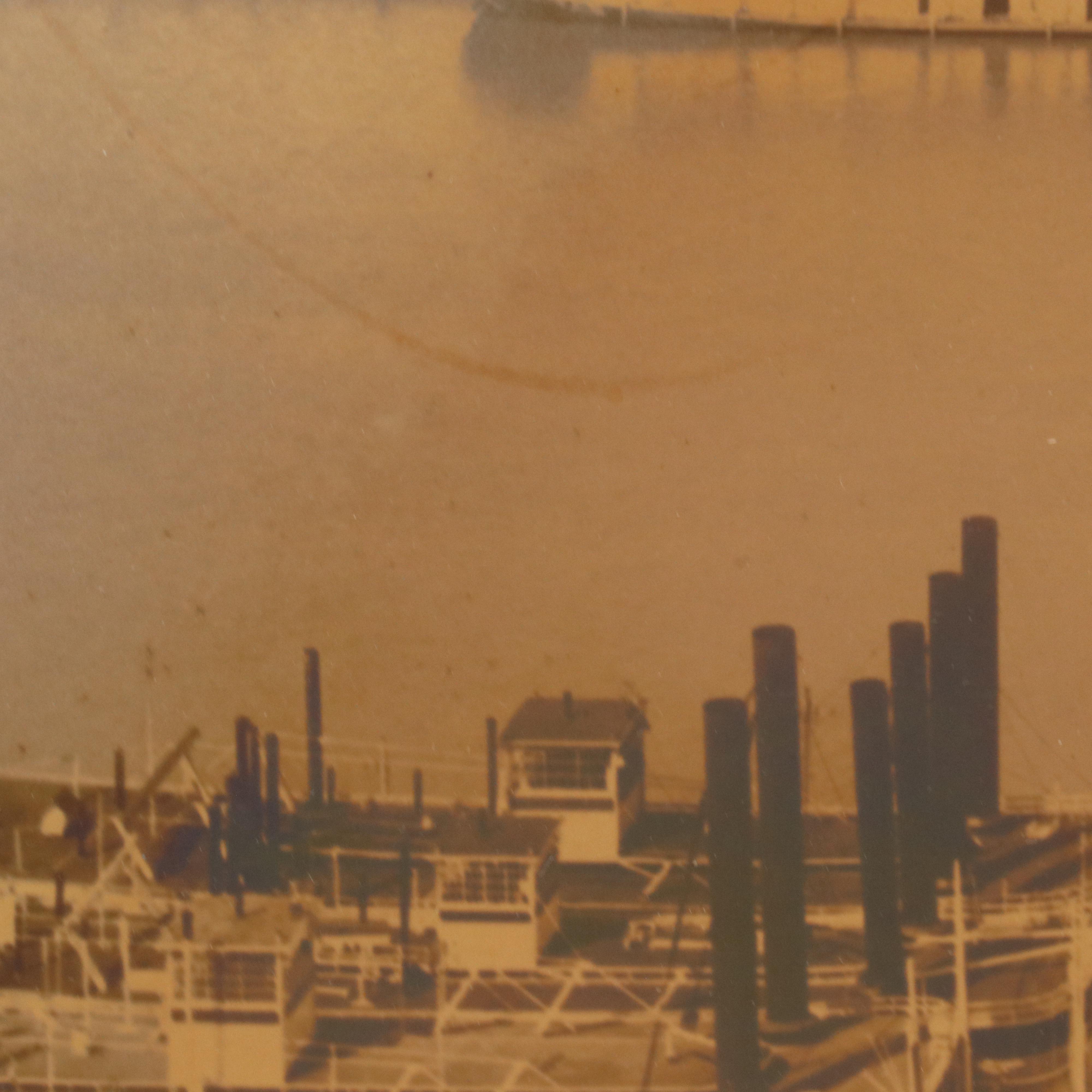 Silver Gelatin Print of Aerial View of River Landscape with Steamboats