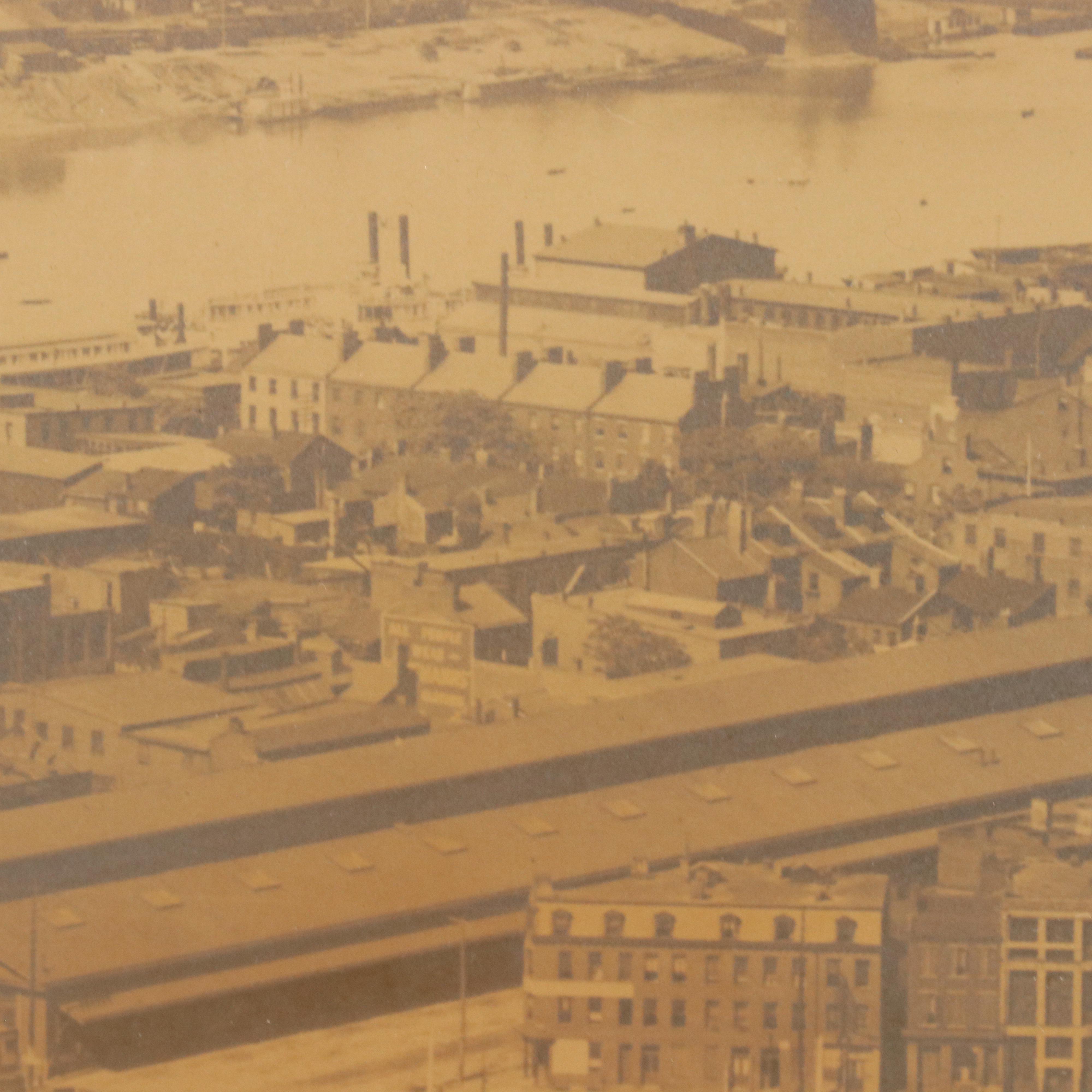 Silver Gelatin Print of Aerial View of River Landscape with Steamboats