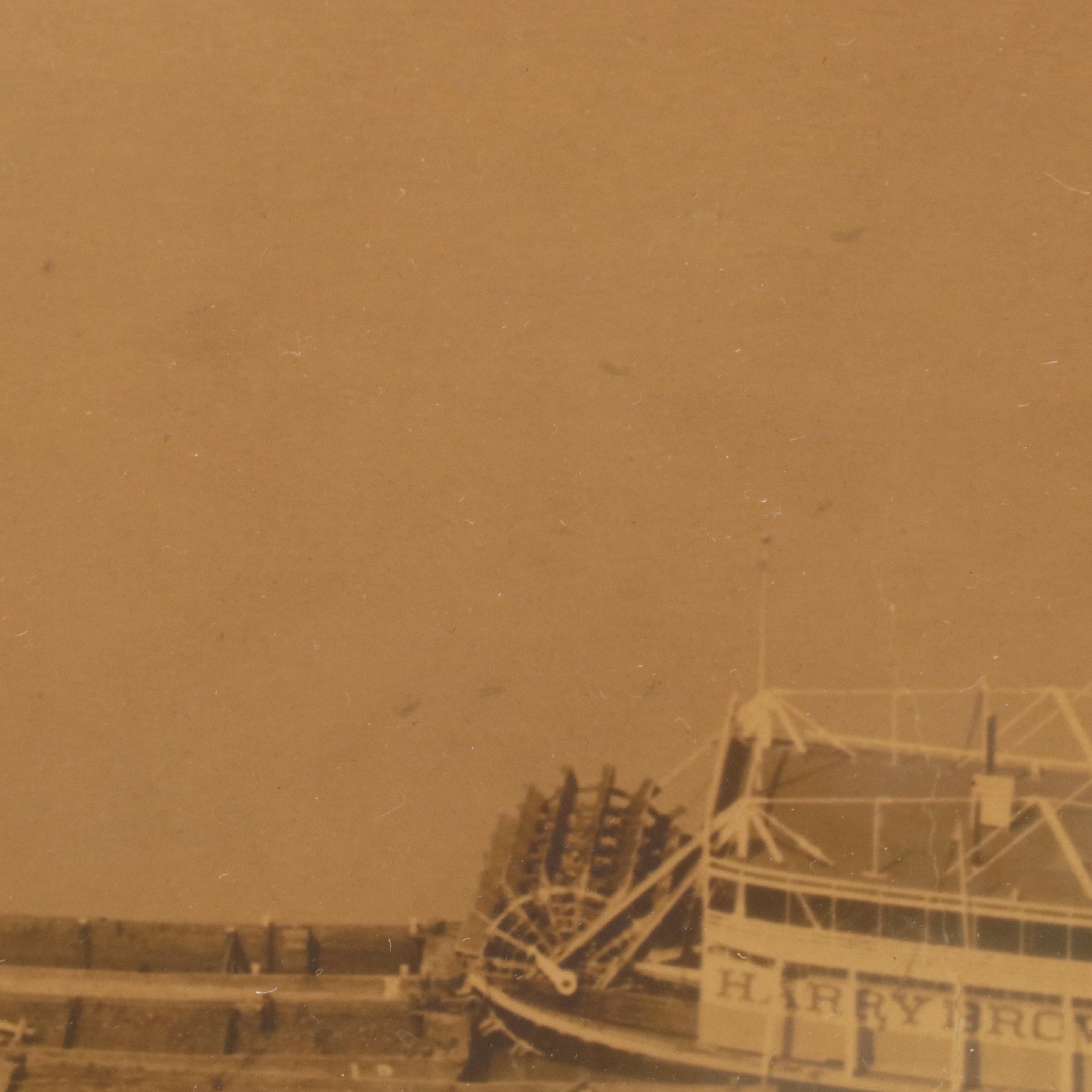 Silver Gelatin Print of Aerial View of River Landscape with Steamboats