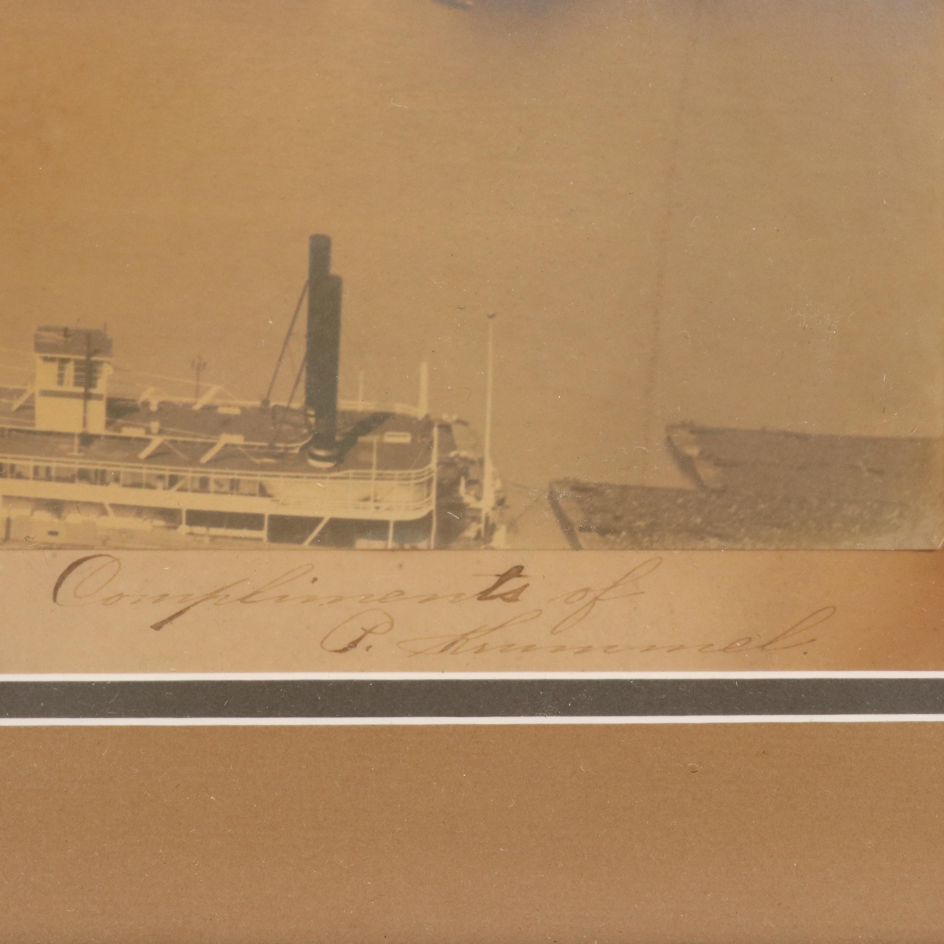 Silver Gelatin Print of Aerial View of River Landscape with Steamboats