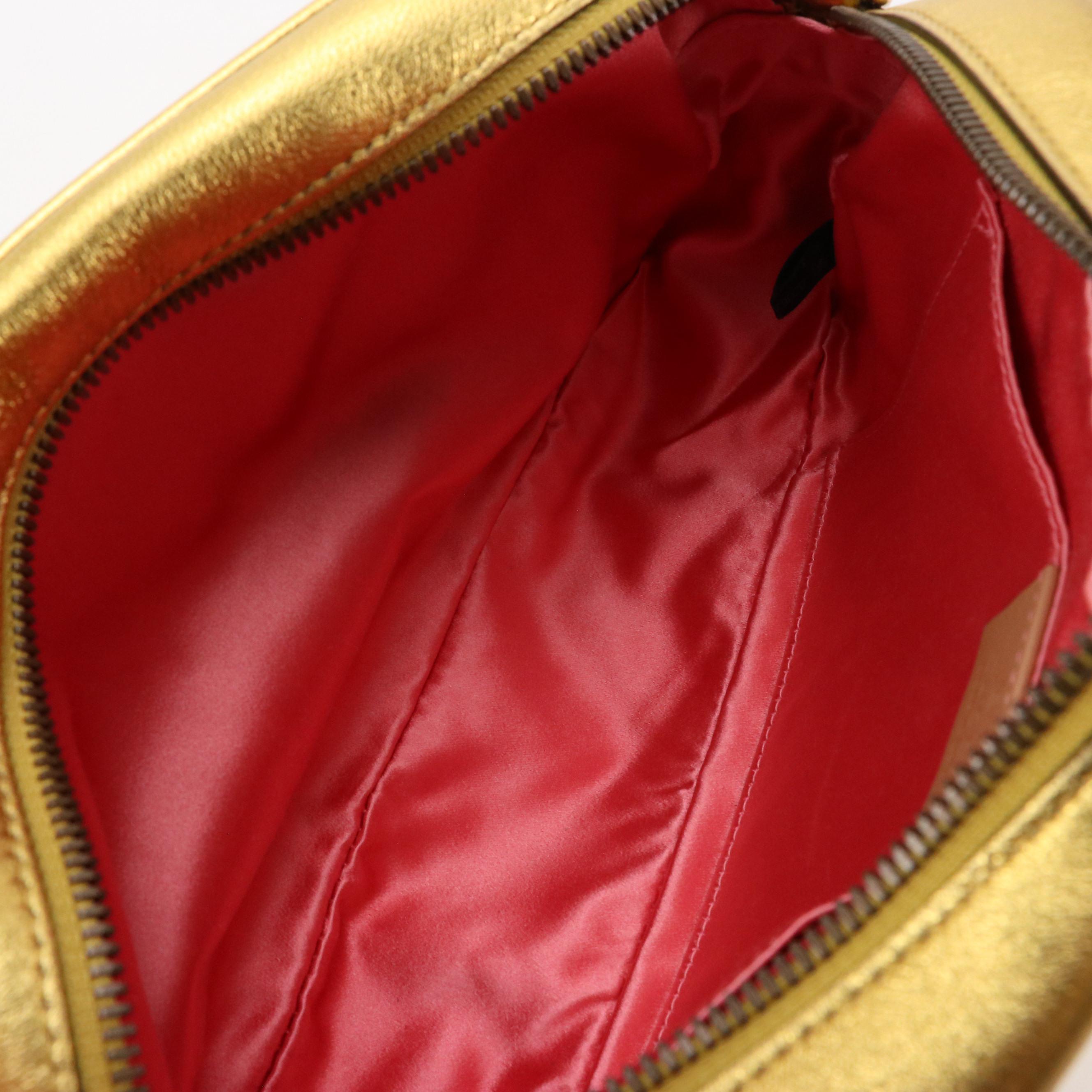 Gucci Marmont Camera Crossbody Bag in Pearl Studded Gold Quilted Leather